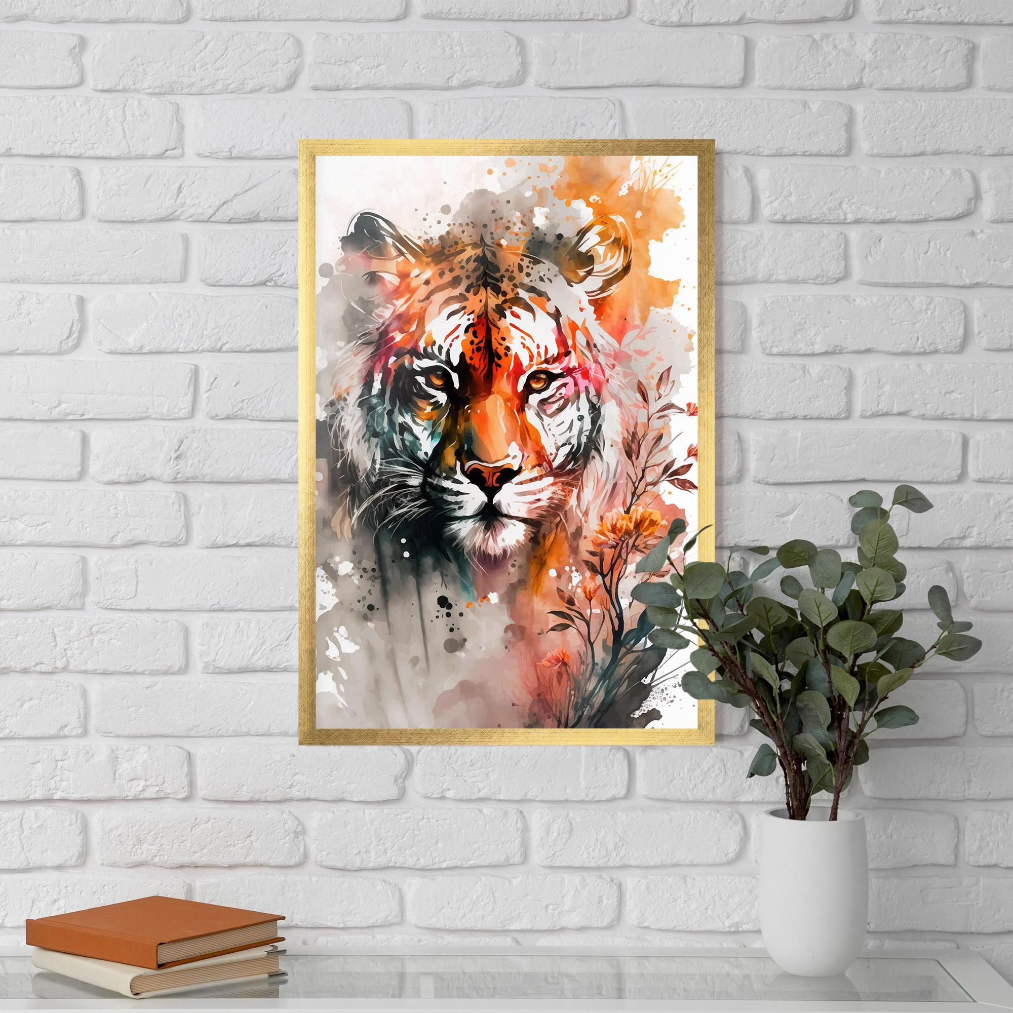 Poster Înrămat Orange Art Tiger mockup 5