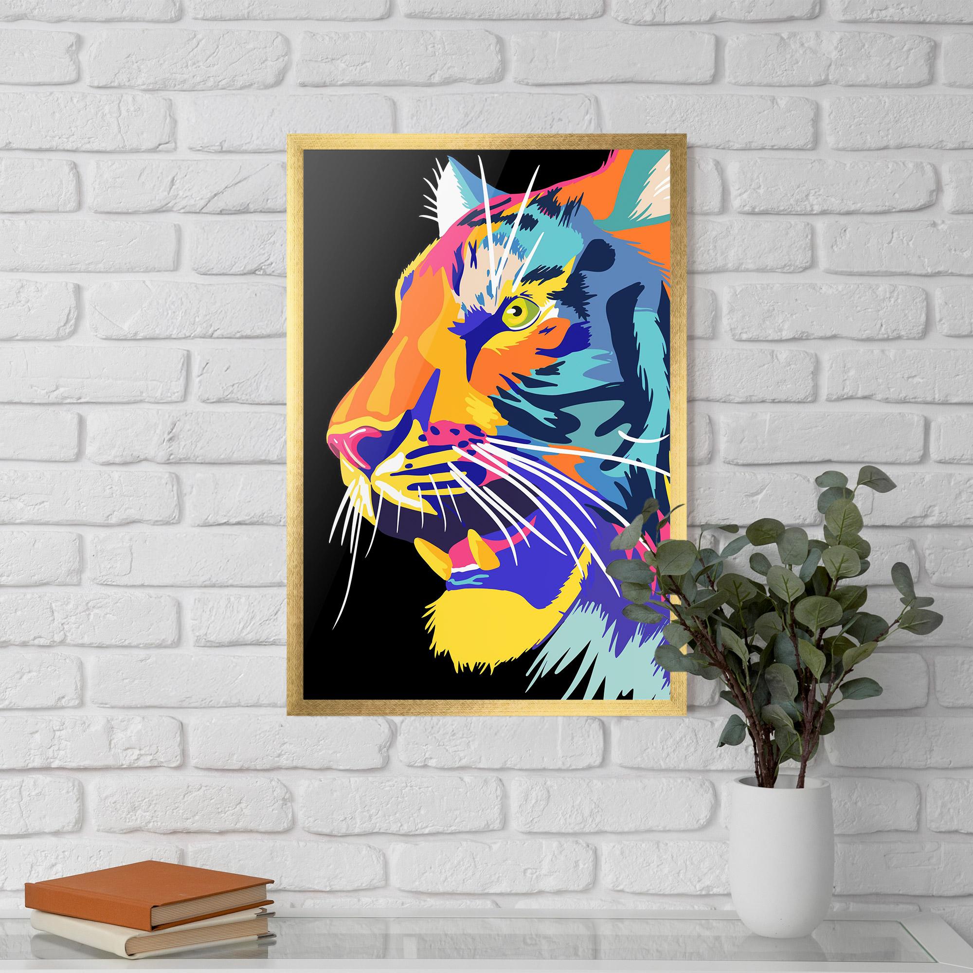 Poster Înrămat Pretty Colorful Tiger mockup 5