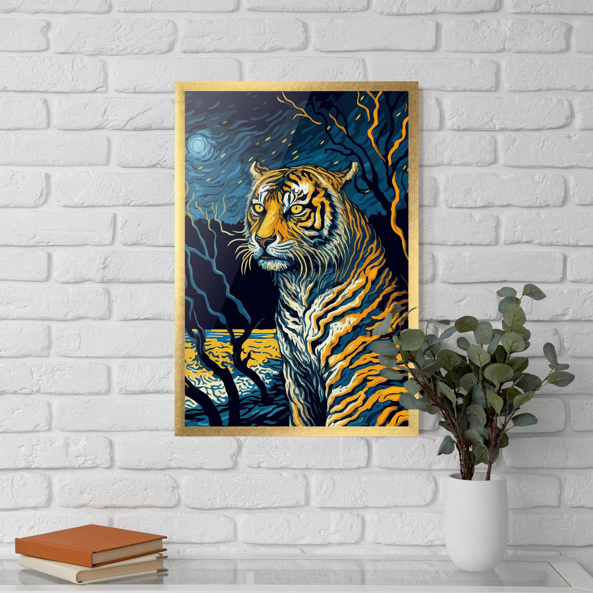 Poster Înrămat Tiger Blue Painting mockup 5