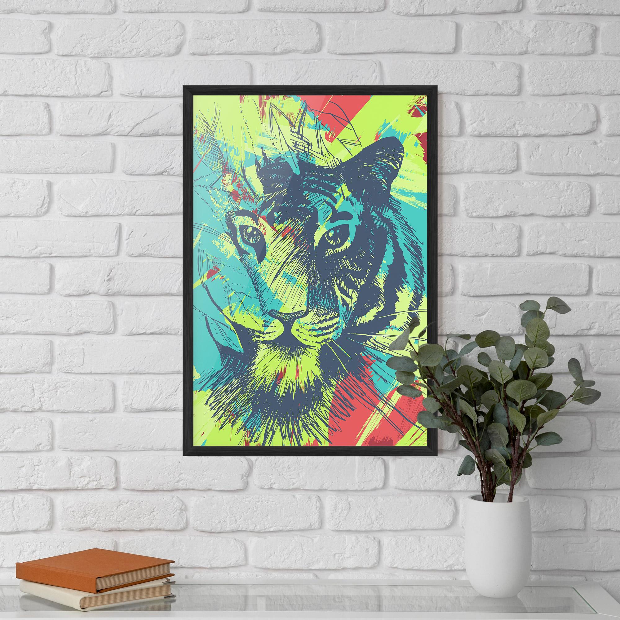 Poster Înrămat Blue Green Tiger mockup 5