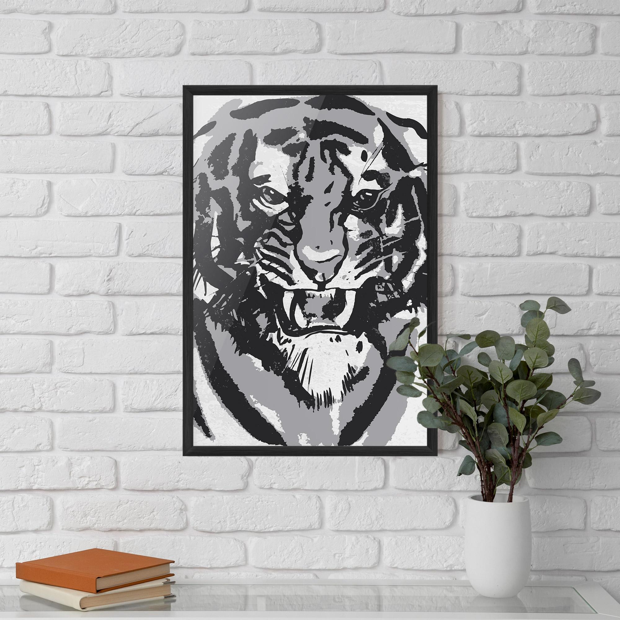 Poster Înrămat Grey Tiger Head mockup 5