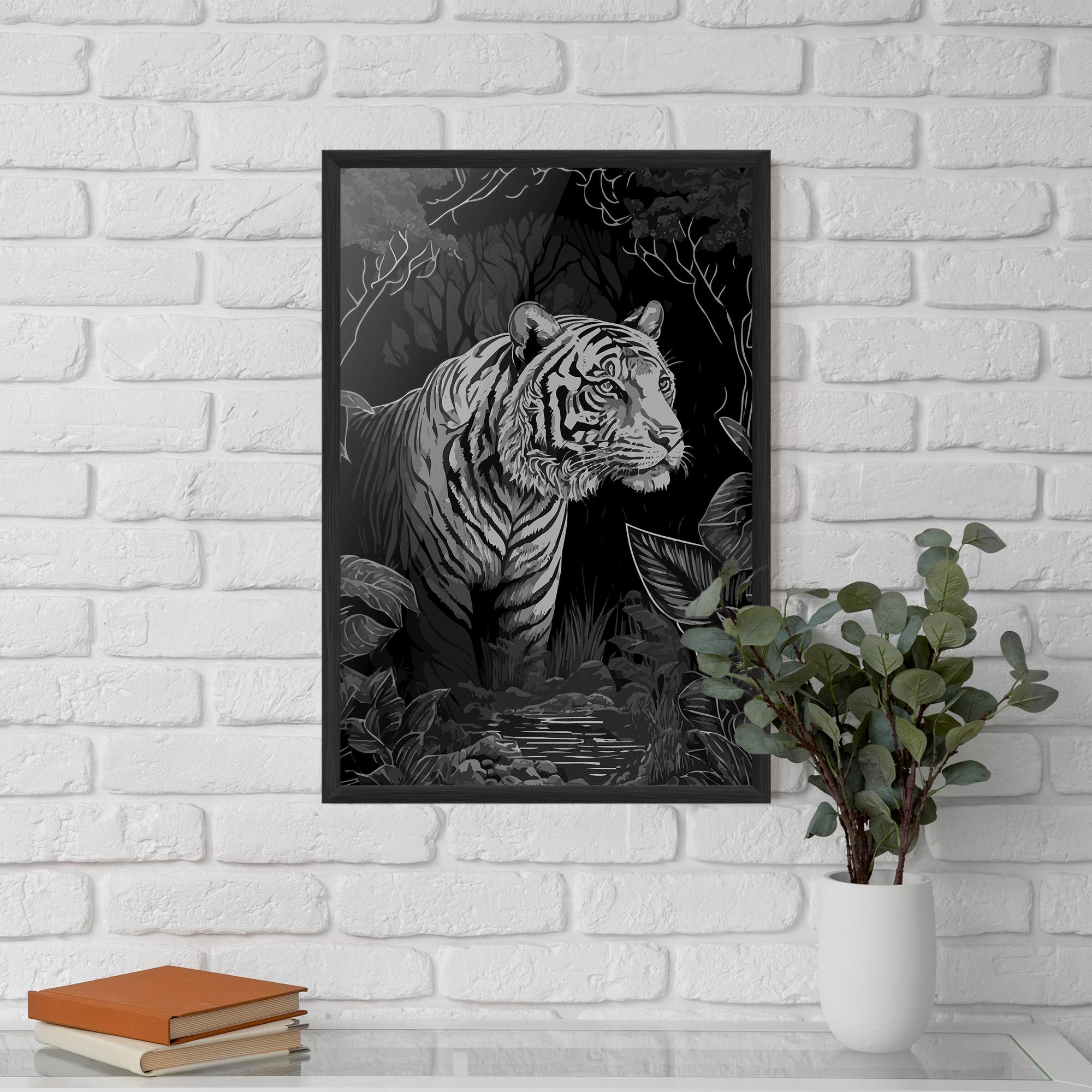 Poster Înrămat Grey Tiger mockup 5