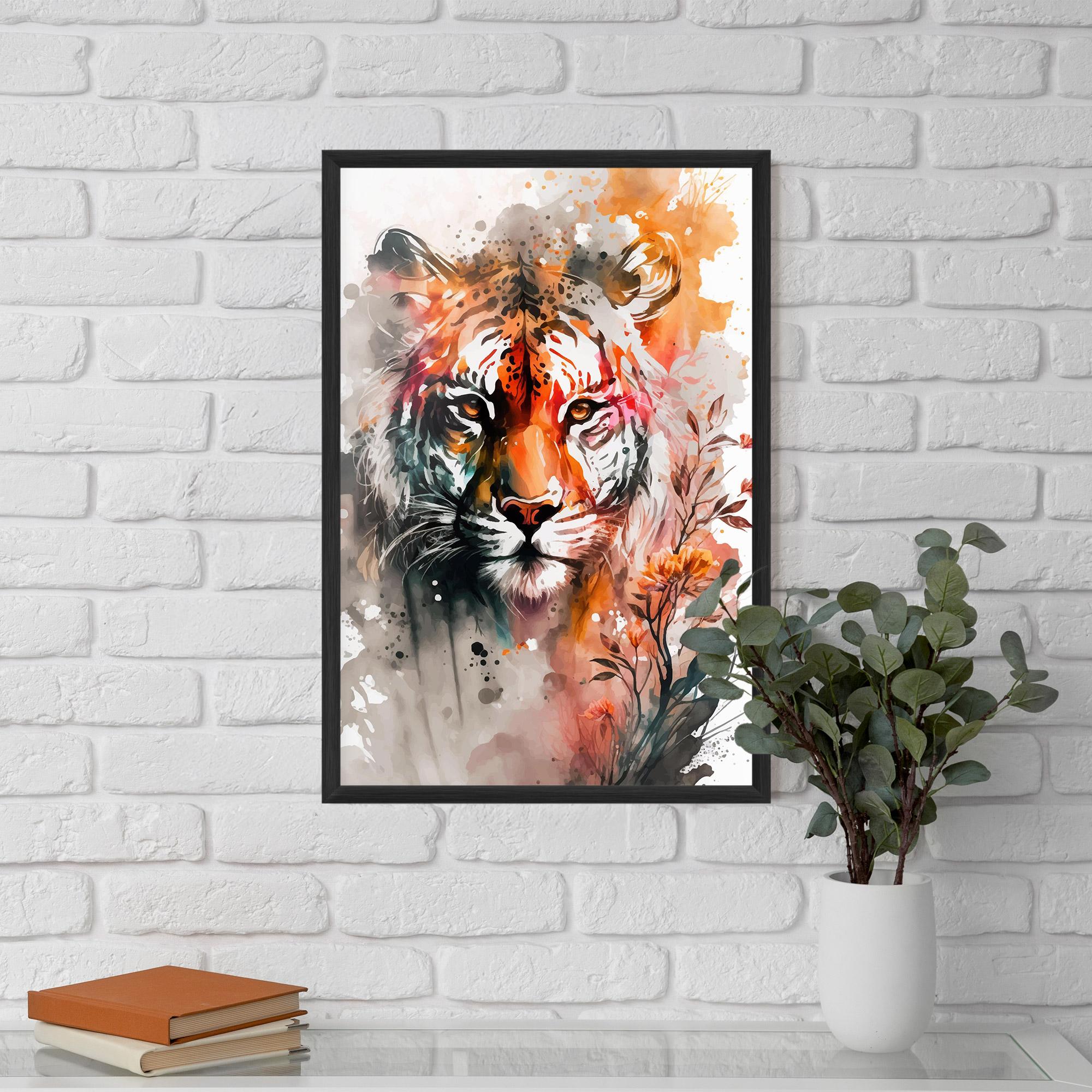 Poster Înrămat Orange Art Tiger mockup 5