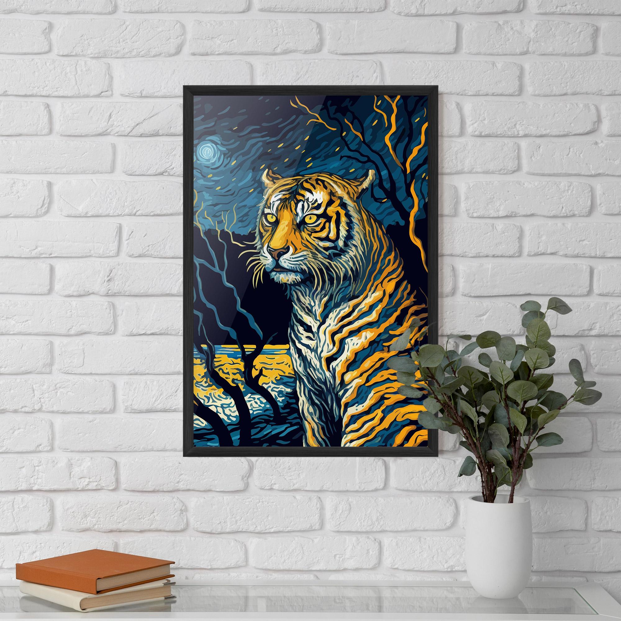 Poster Înrămat Tiger Blue Painting mockup 5