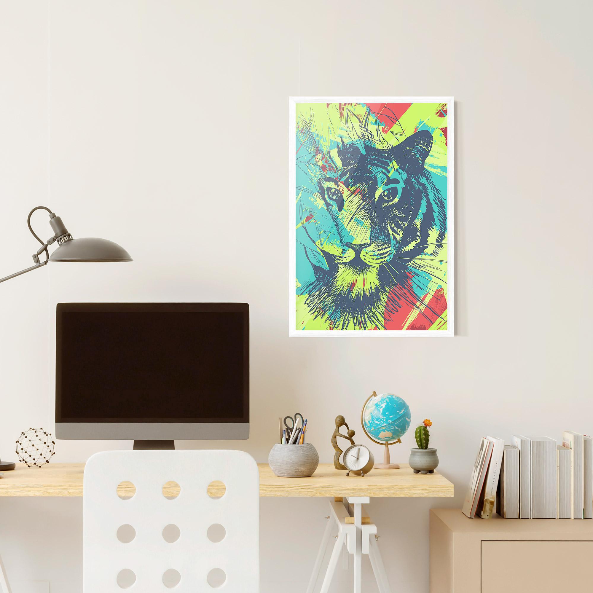 Poster Înrămat Blue Green Tiger mockup 6