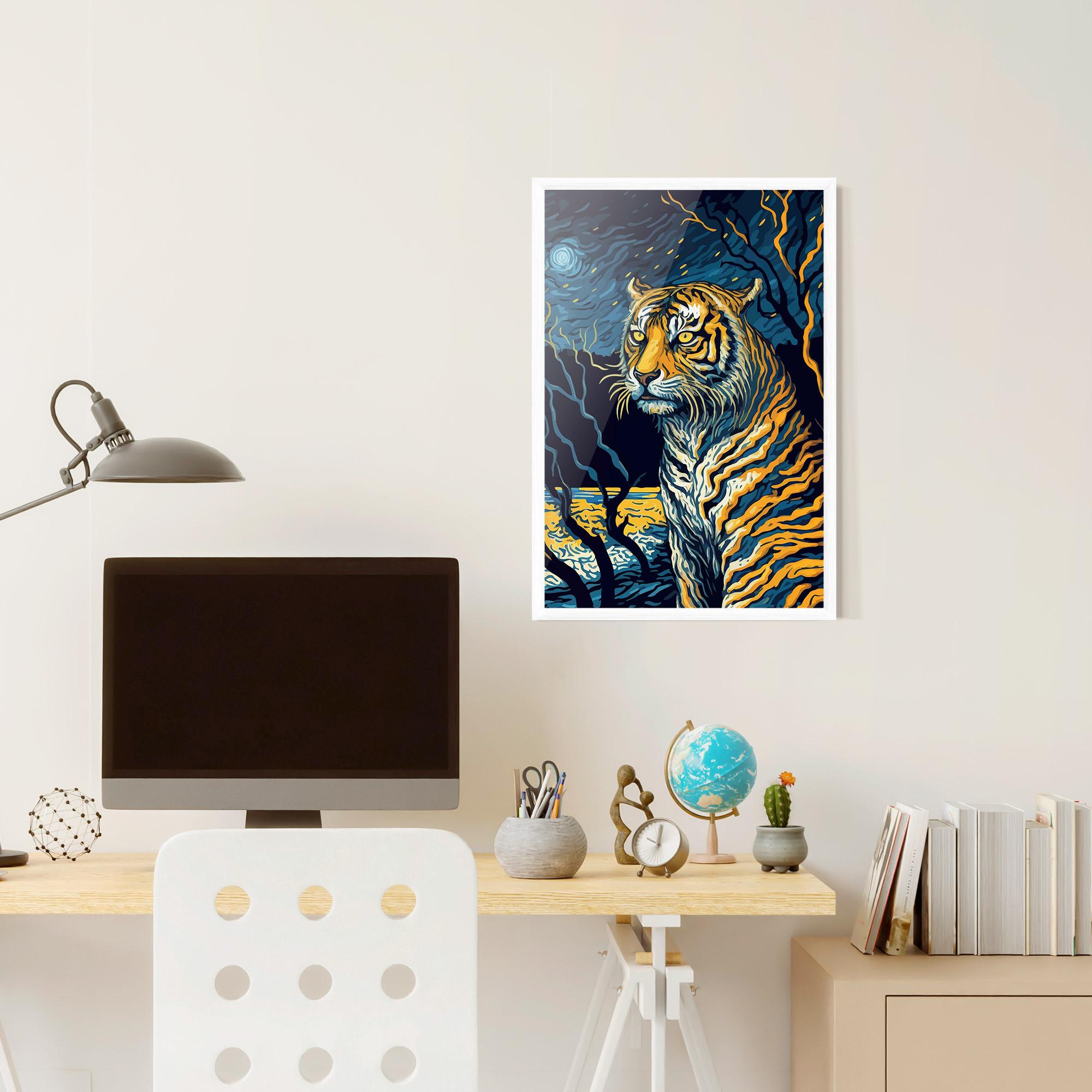 Poster Înrămat Tiger Blue Painting mockup 6