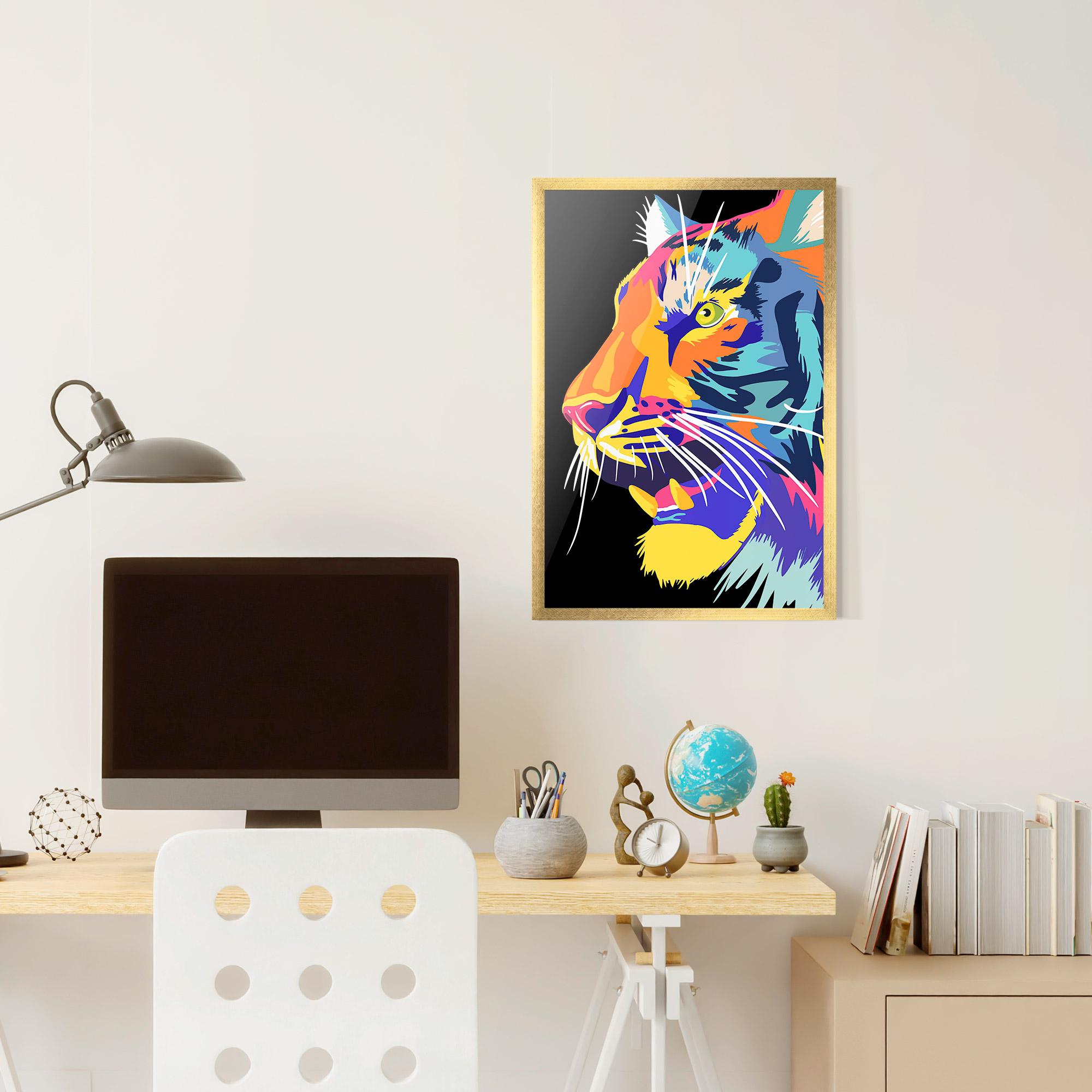 Poster Înrămat Pretty Colorful Tiger mockup 6