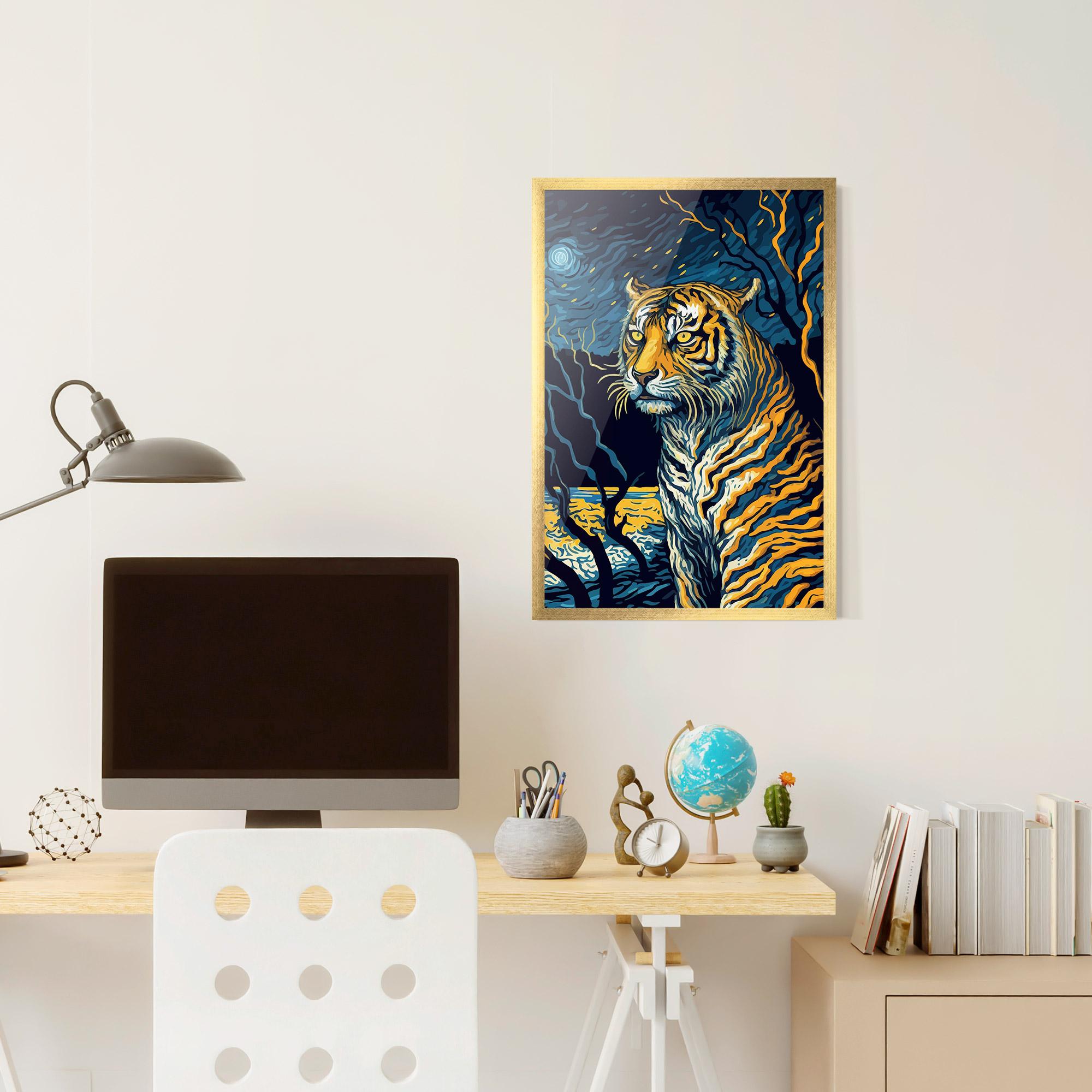 Poster Înrămat Tiger Blue Painting mockup 6