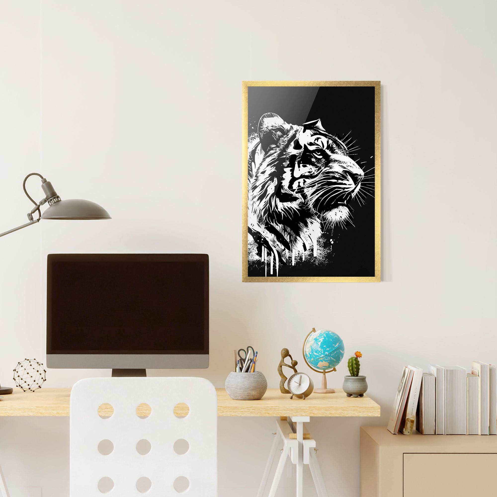 Poster Înrămat White Ink Tiger mockup 6