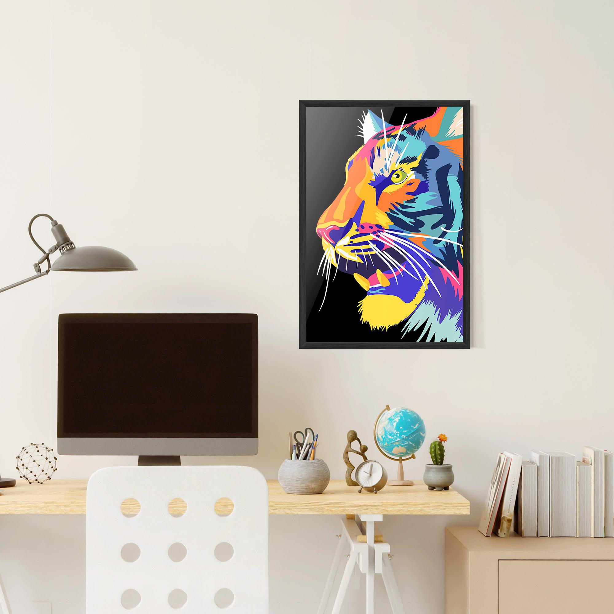 Poster Înrămat Pretty Colorful Tiger mockup 6