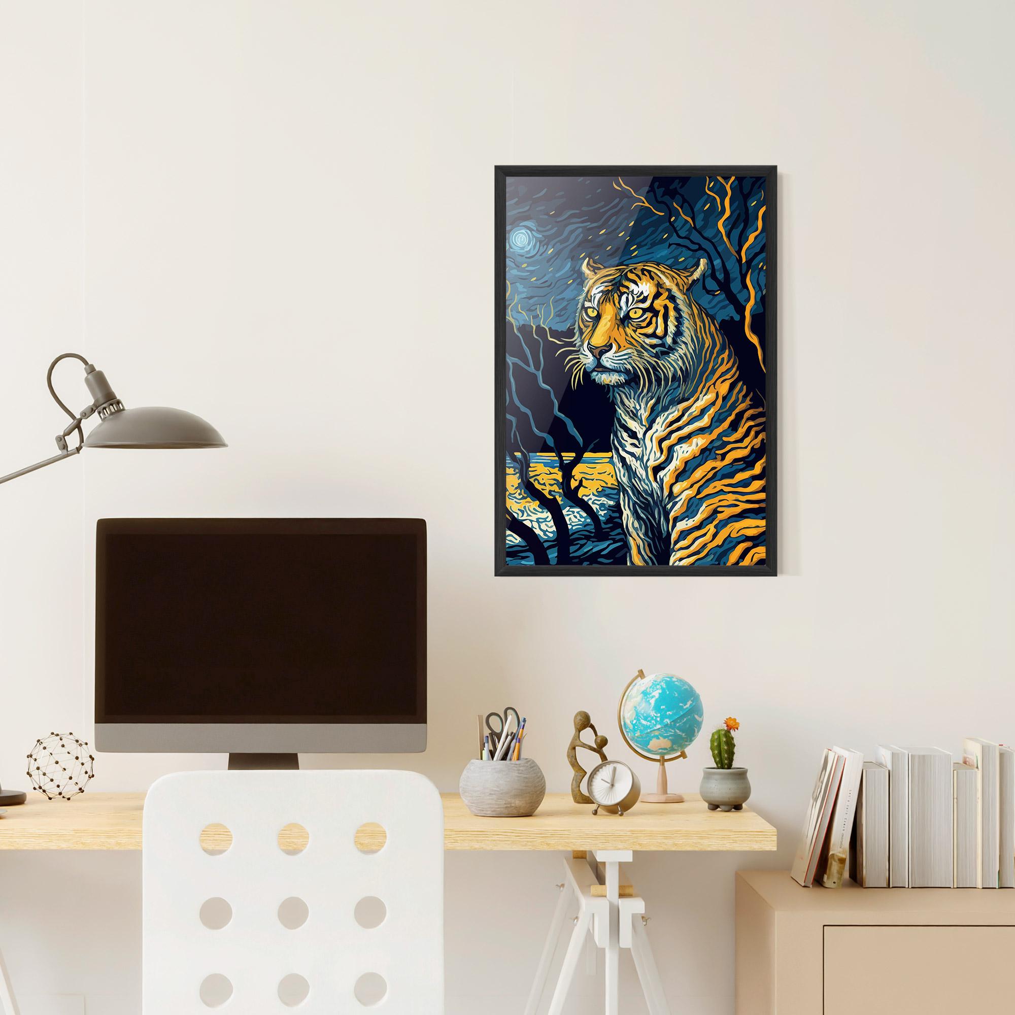 Poster Înrămat Tiger Blue Painting mockup 6