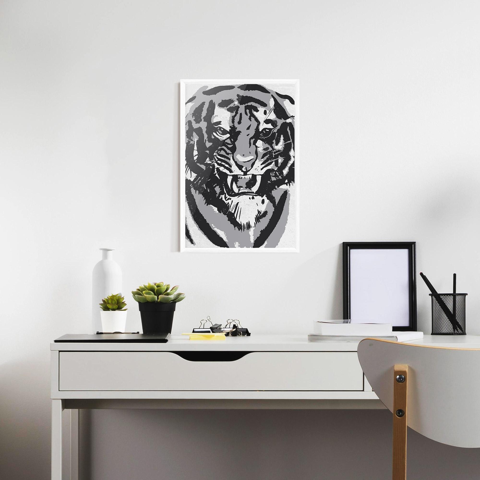 Poster Înrămat Grey Tiger Head mockup 7