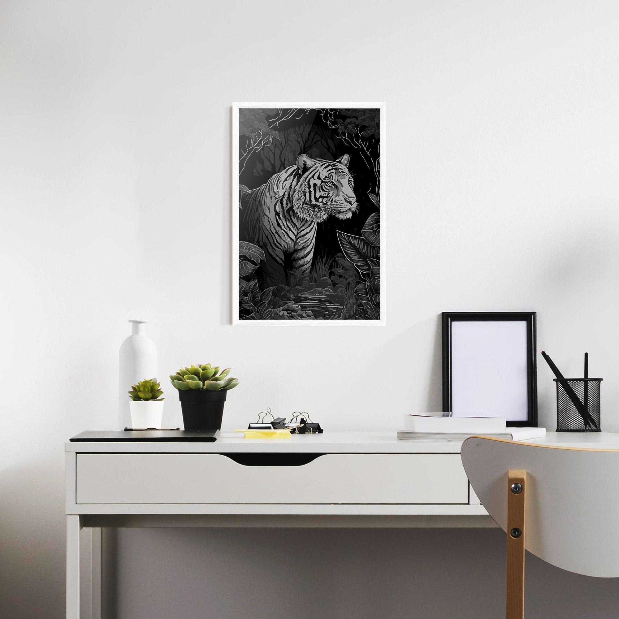 Poster Înrămat Grey Tiger mockup 7