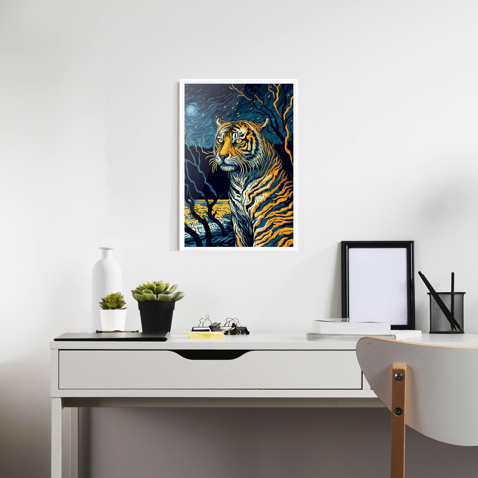 Poster Înrămat Tiger Blue Painting mockup 7