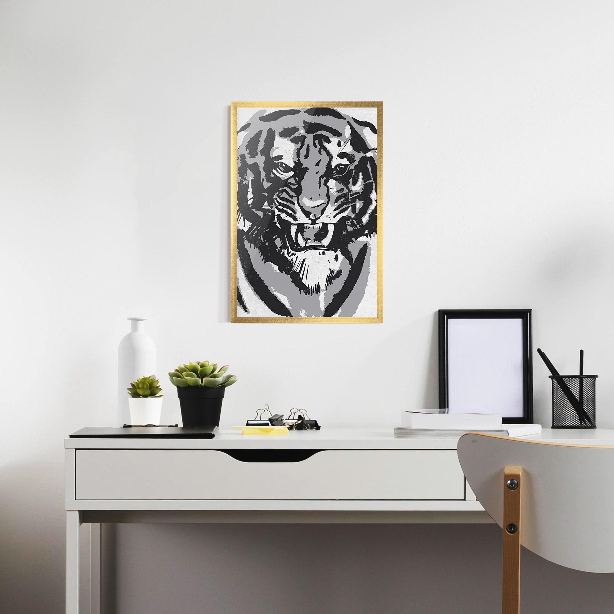 Poster Înrămat Grey Tiger Head mockup 7