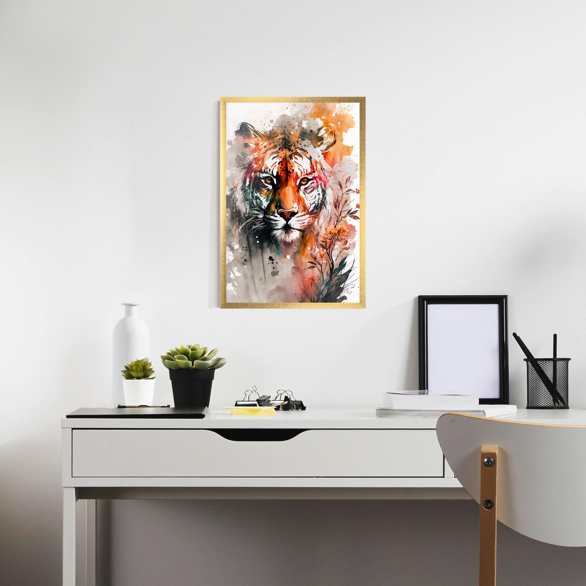 Poster Înrămat Orange Art Tiger mockup 7