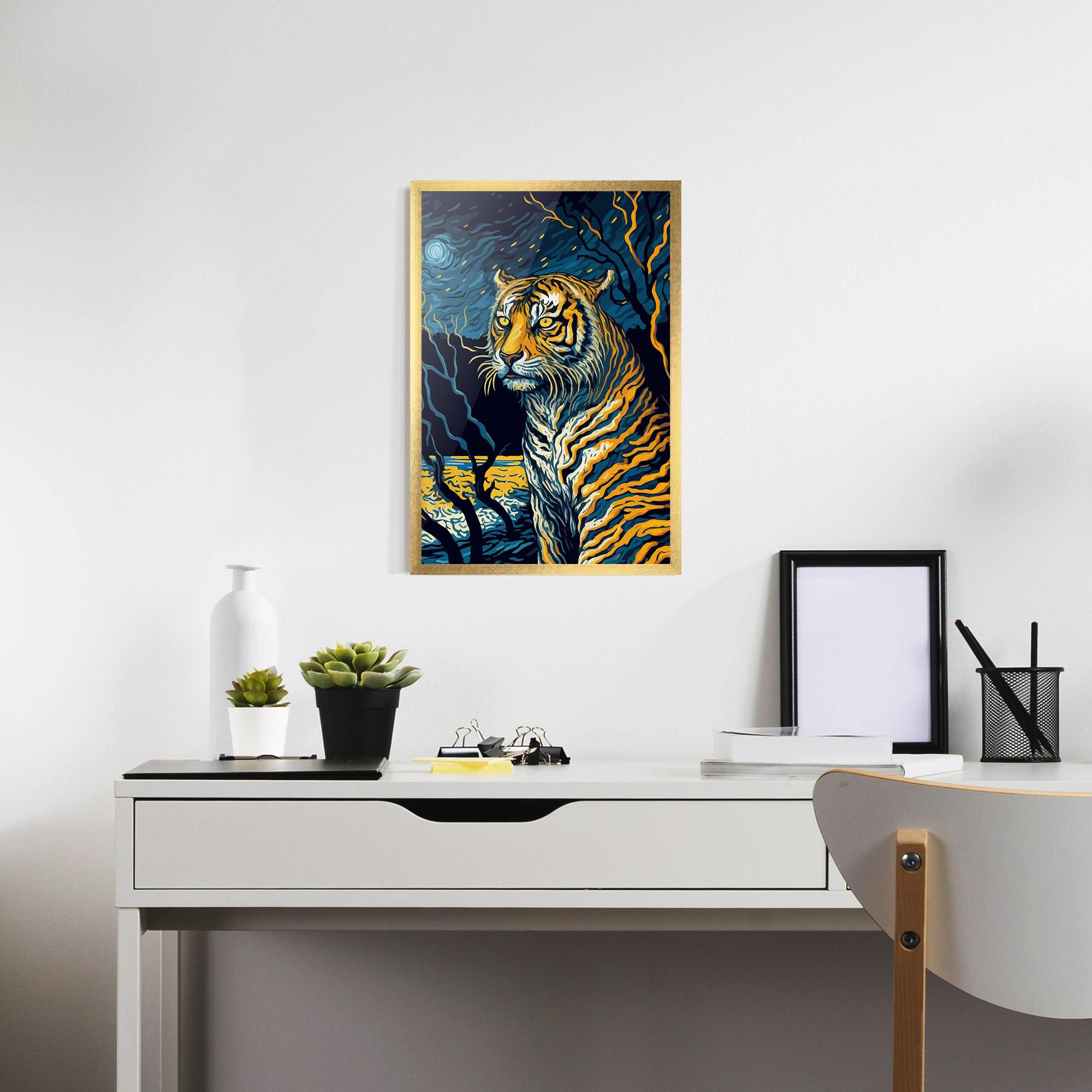 Poster Înrămat Tiger Blue Painting mockup 7