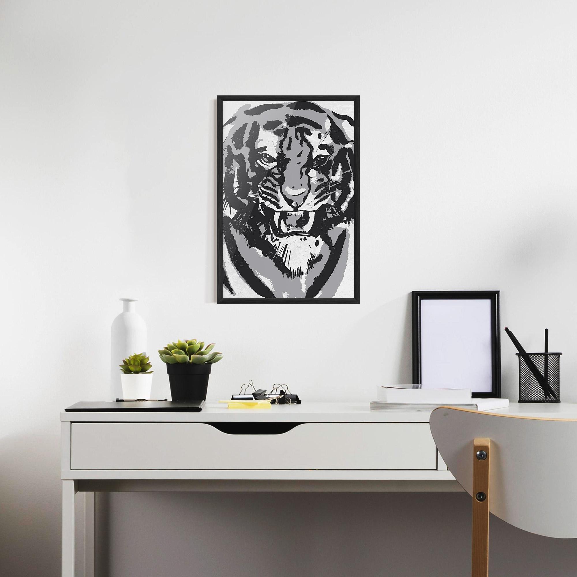 Poster Înrămat Grey Tiger Head mockup 7
