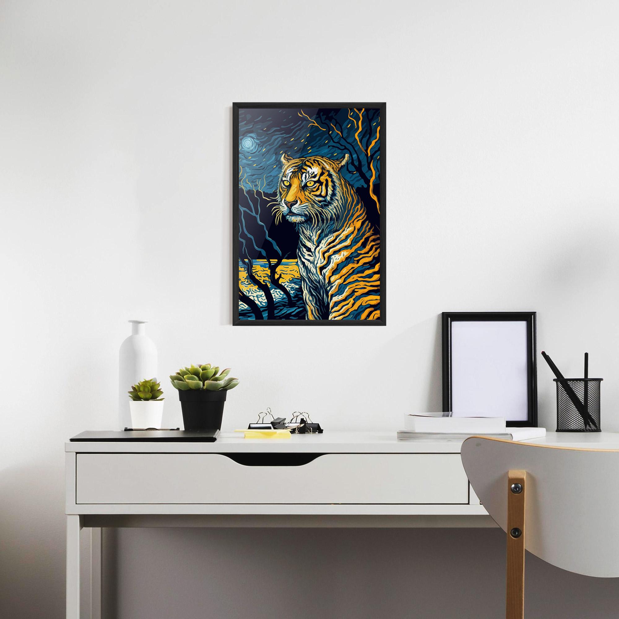 Poster Înrămat Tiger Blue Painting mockup 7