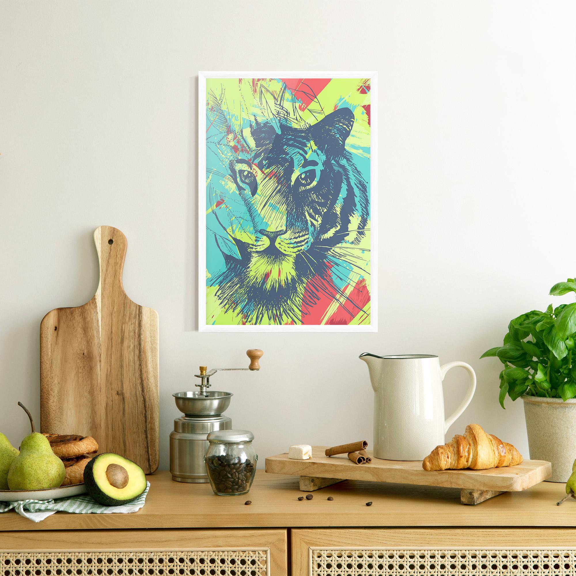 Poster Înrămat Blue Green Tiger mockup 8