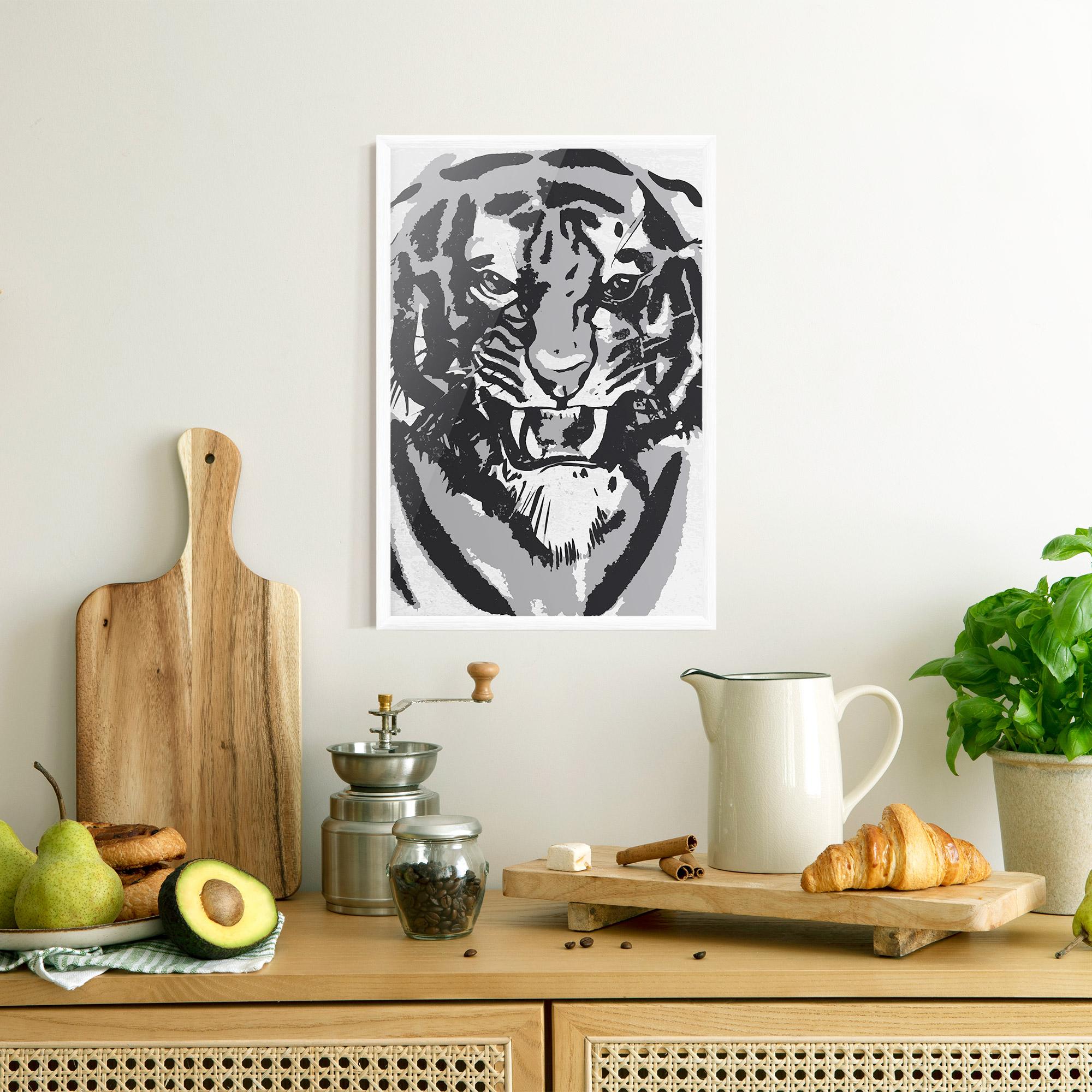 Poster Înrămat Grey Tiger Head mockup 8