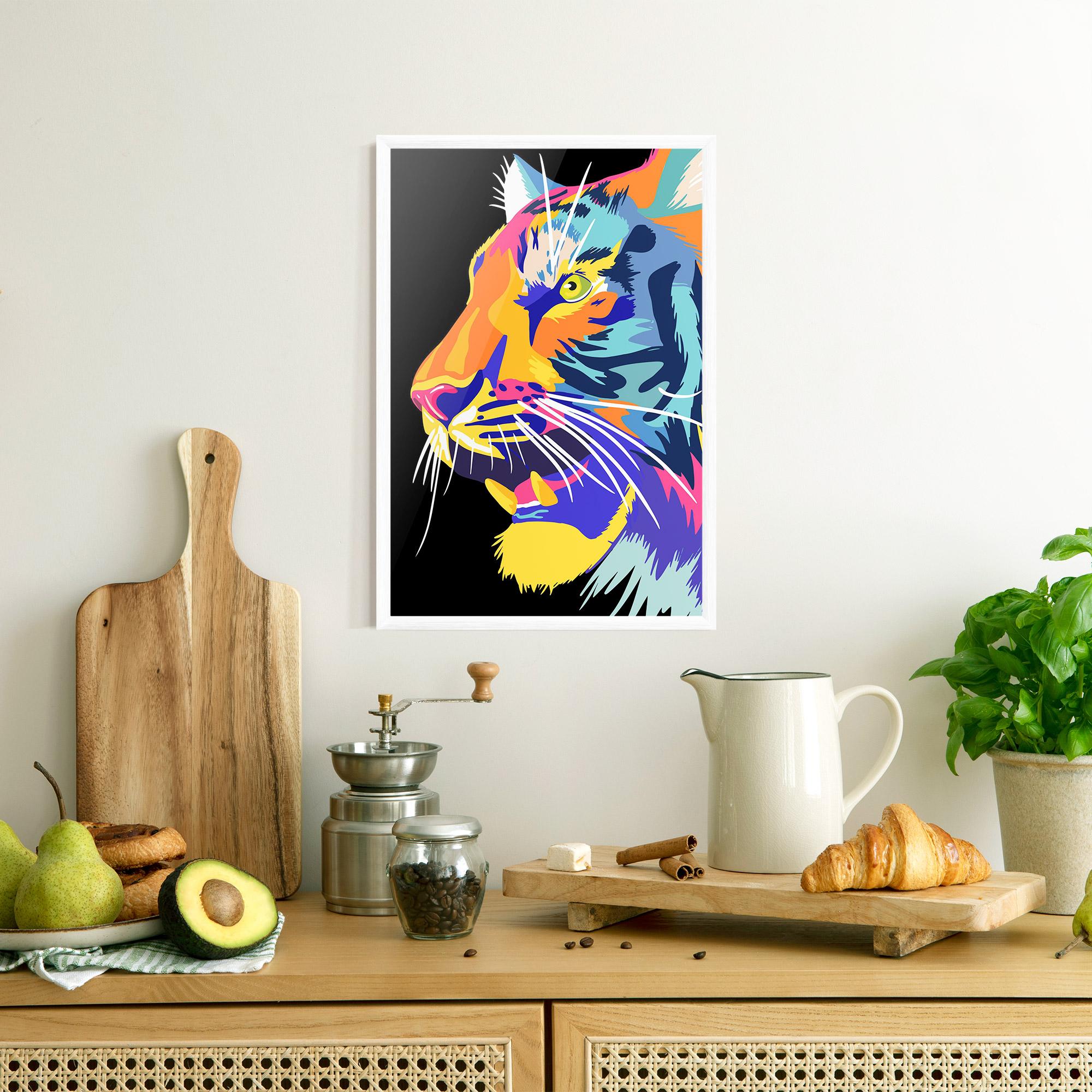 Poster Înrămat Pretty Colorful Tiger mockup 8