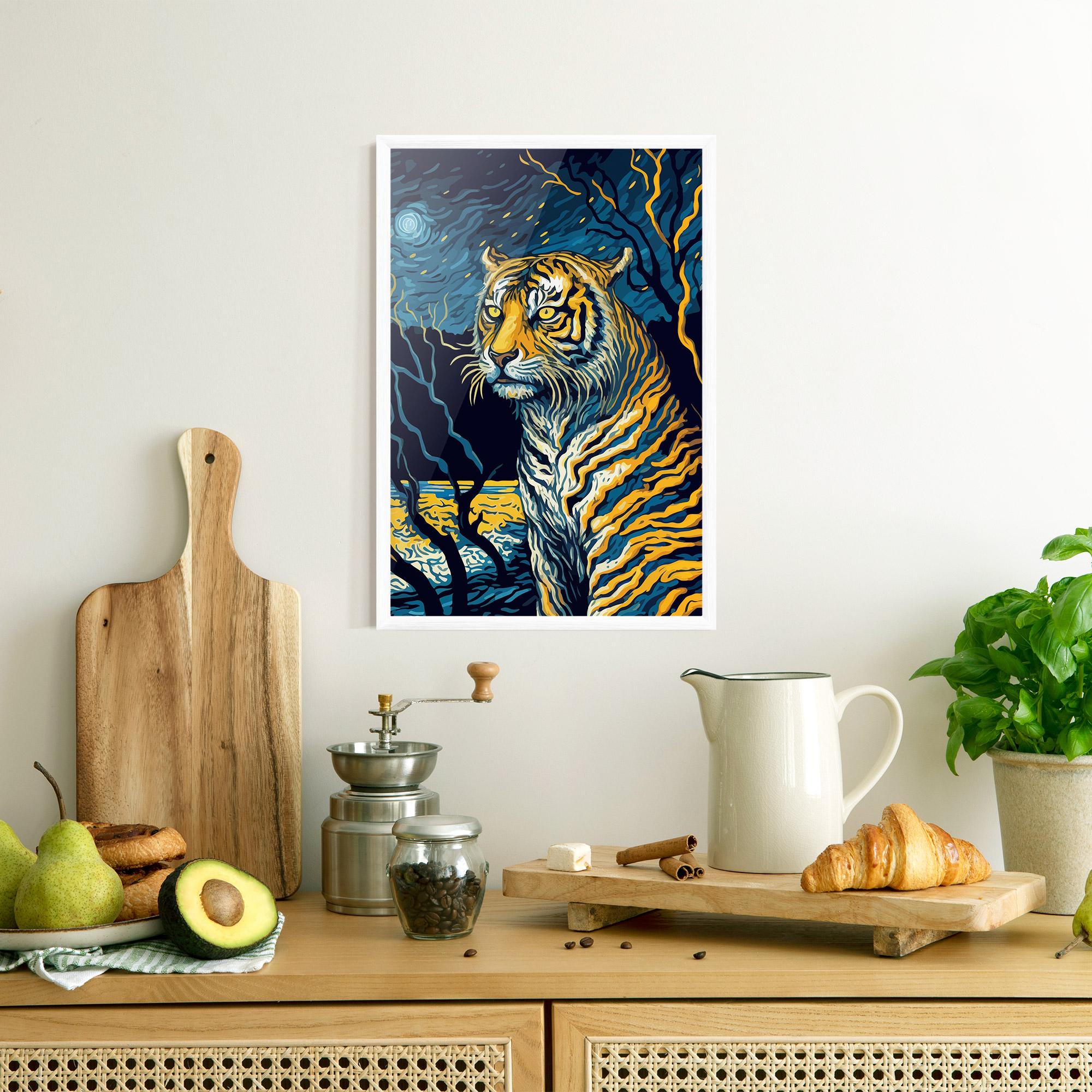 Poster Înrămat Tiger Blue Painting mockup 8