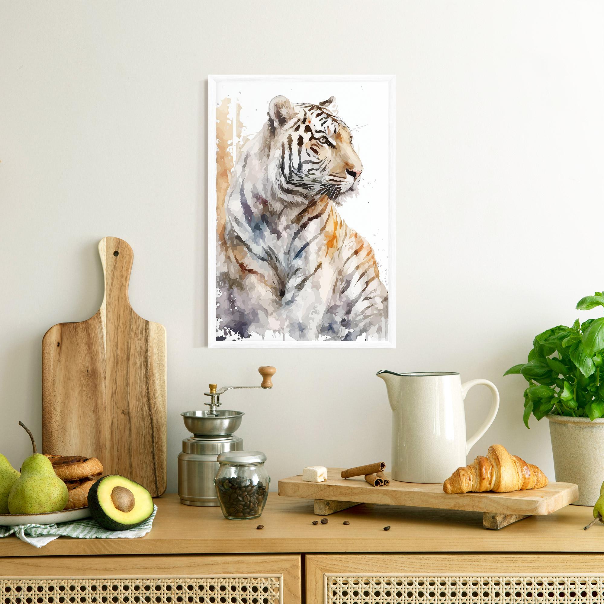 Poster Înrămat White Tiger Art mockup 8