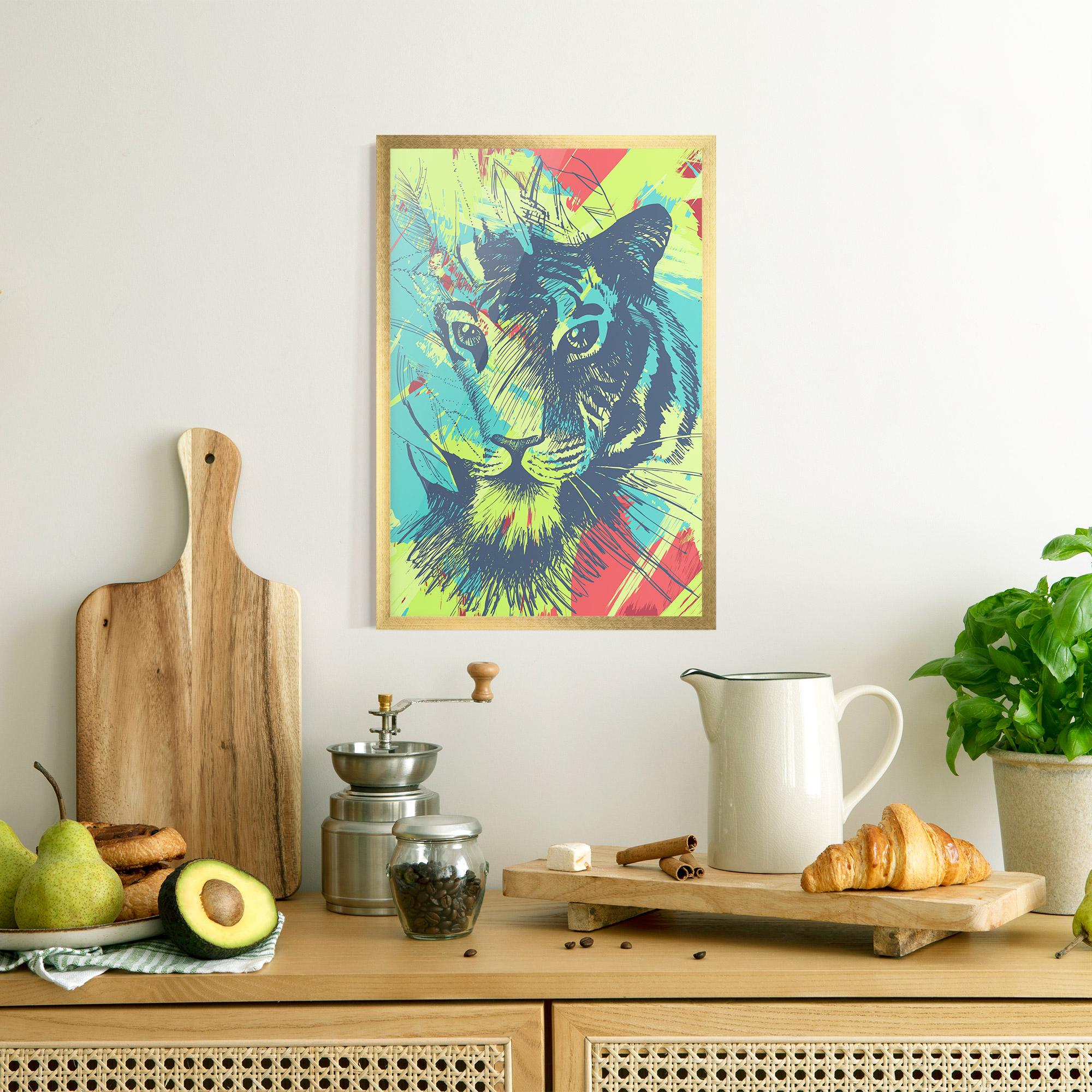 Poster Înrămat Blue Green Tiger mockup 8