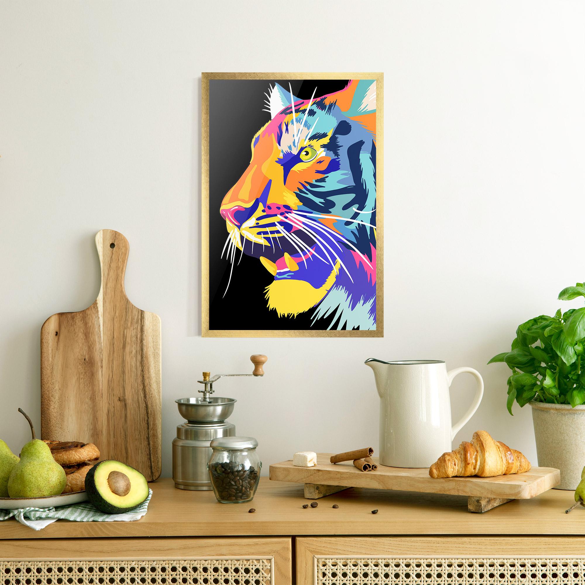 Poster Înrămat Pretty Colorful Tiger mockup 8