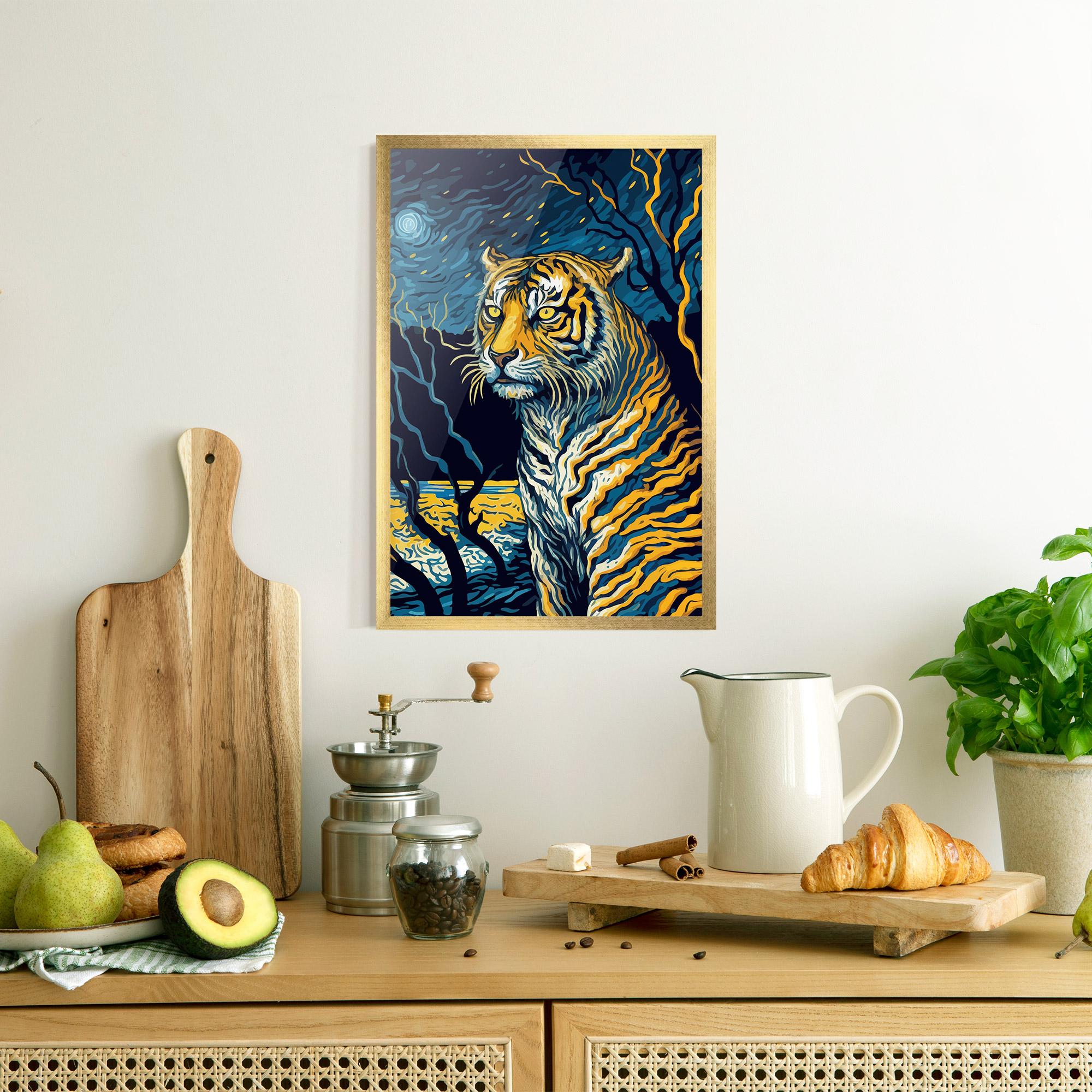Poster Înrămat Tiger Blue Painting mockup 8