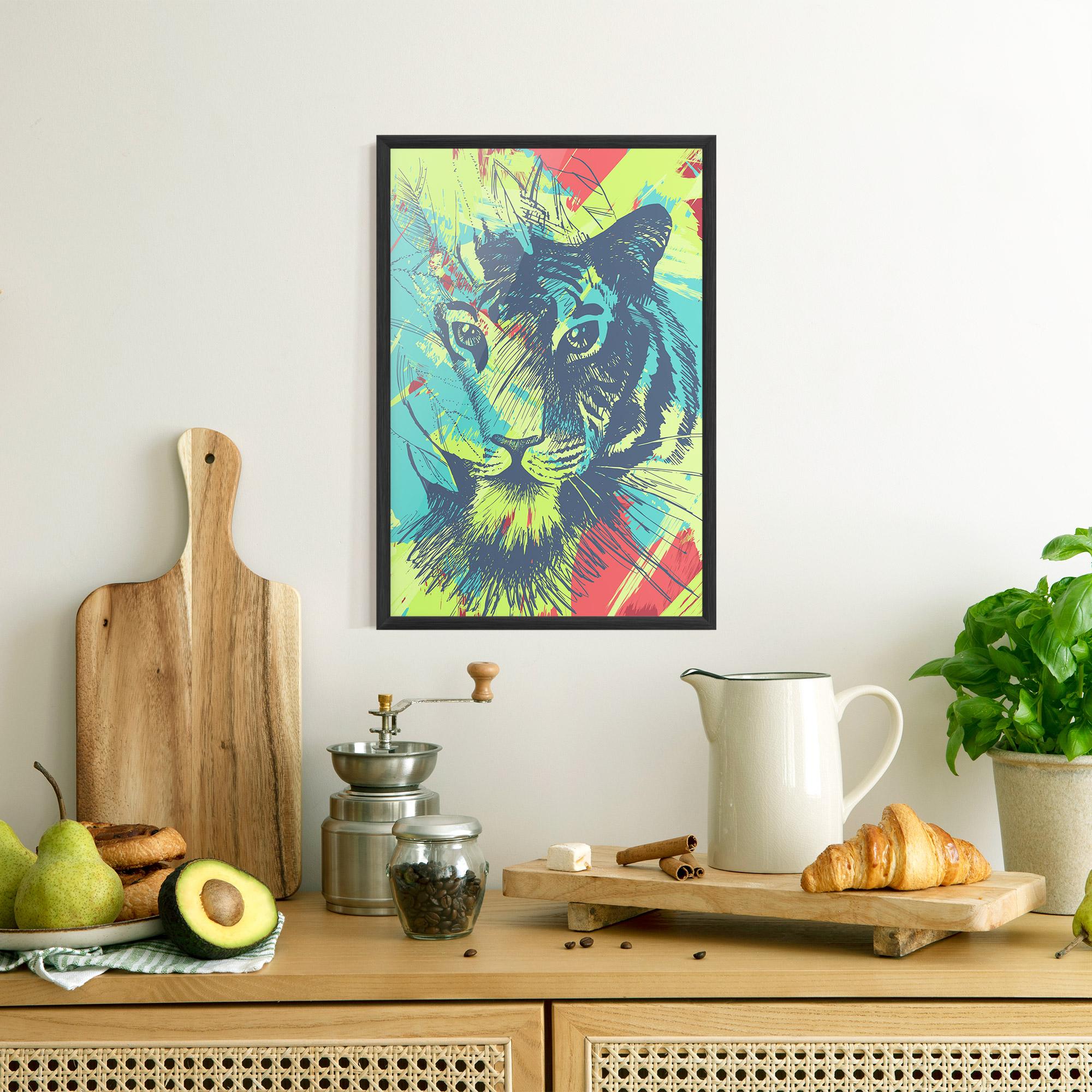 Poster Înrămat Blue Green Tiger mockup 8
