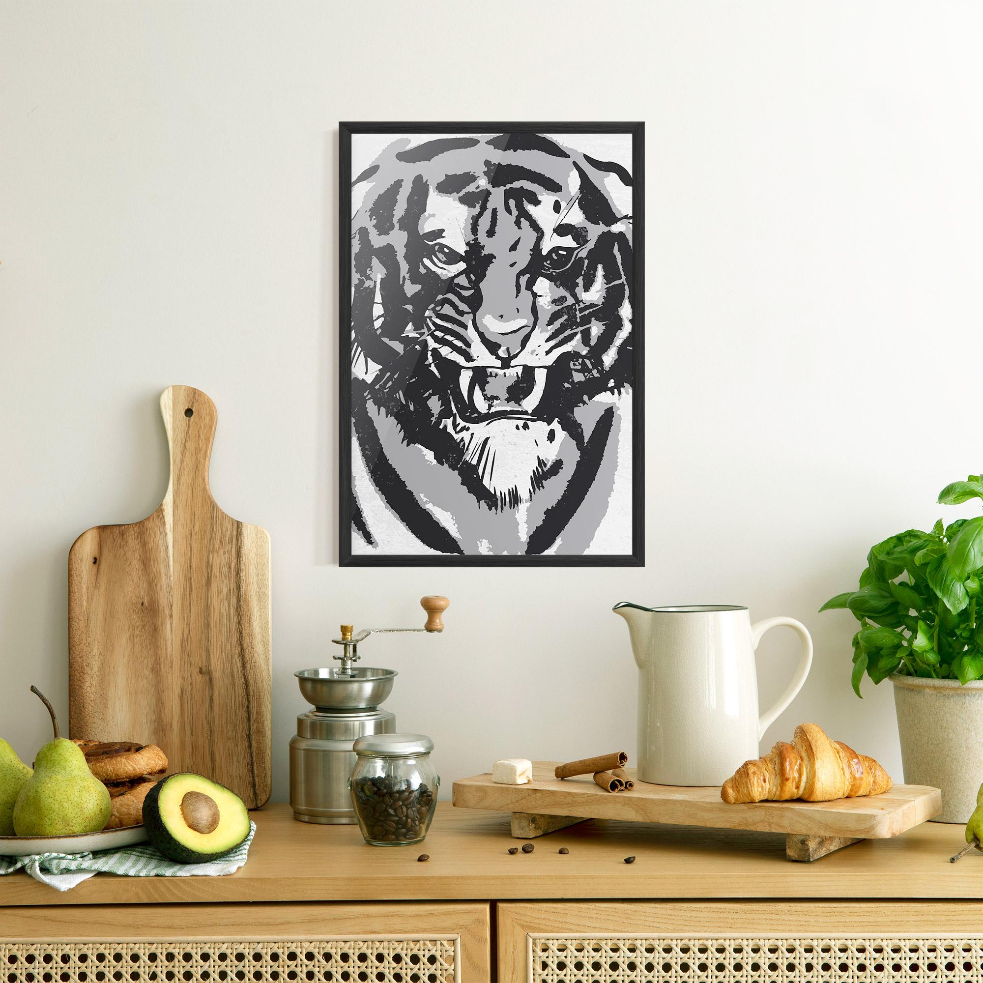 Poster Înrămat Grey Tiger Head mockup 8