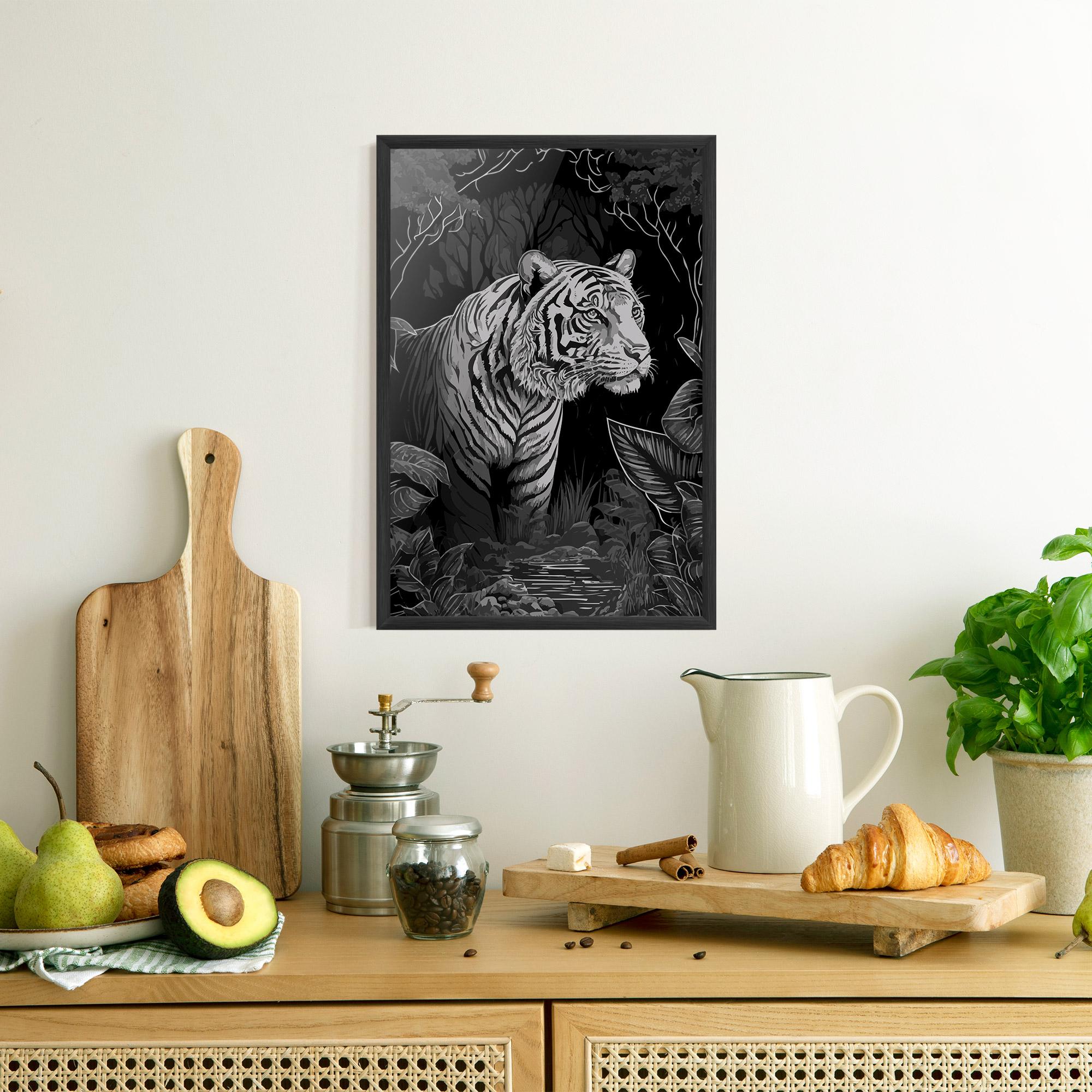 Poster Înrămat Grey Tiger mockup 8