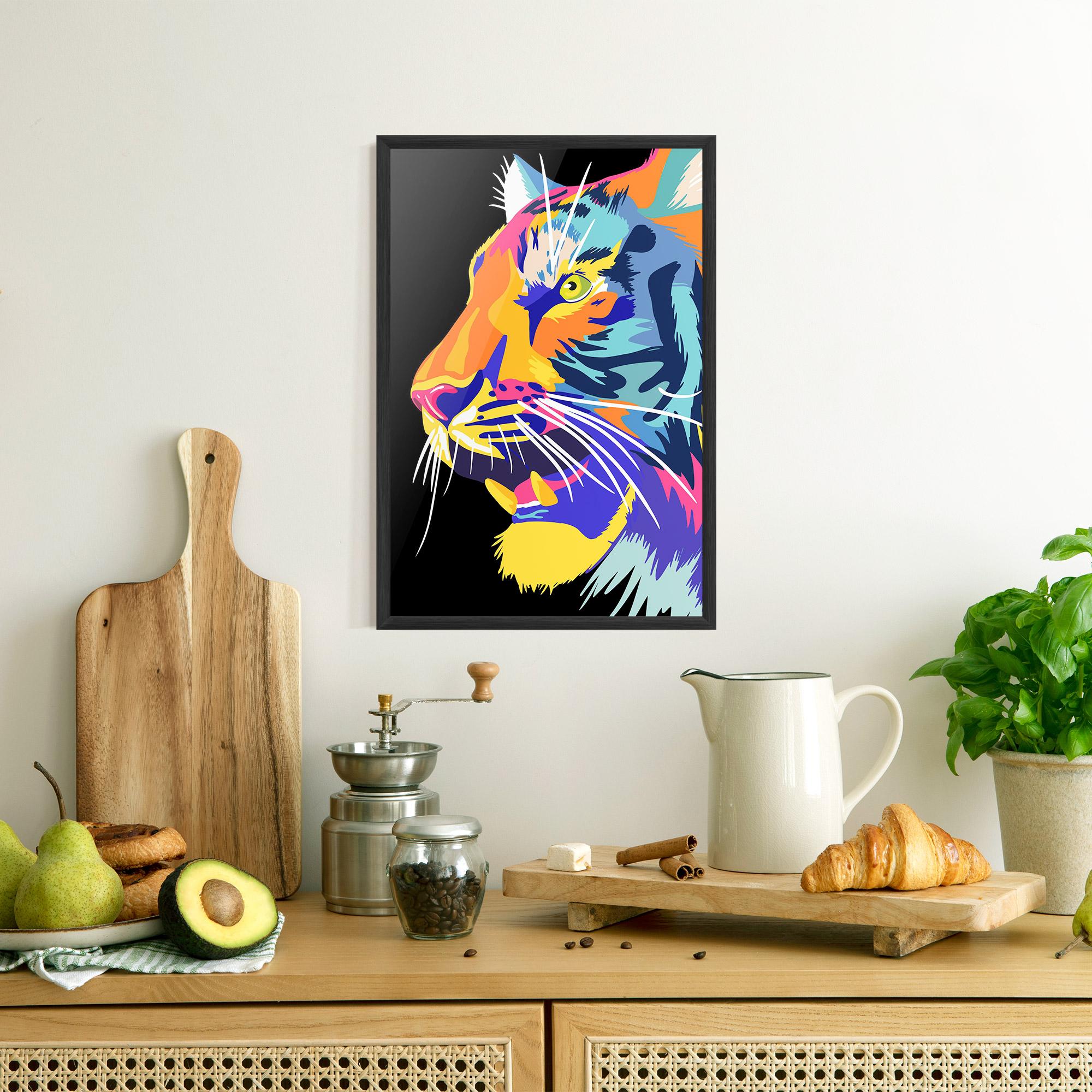 Poster Înrămat Pretty Colorful Tiger mockup 8