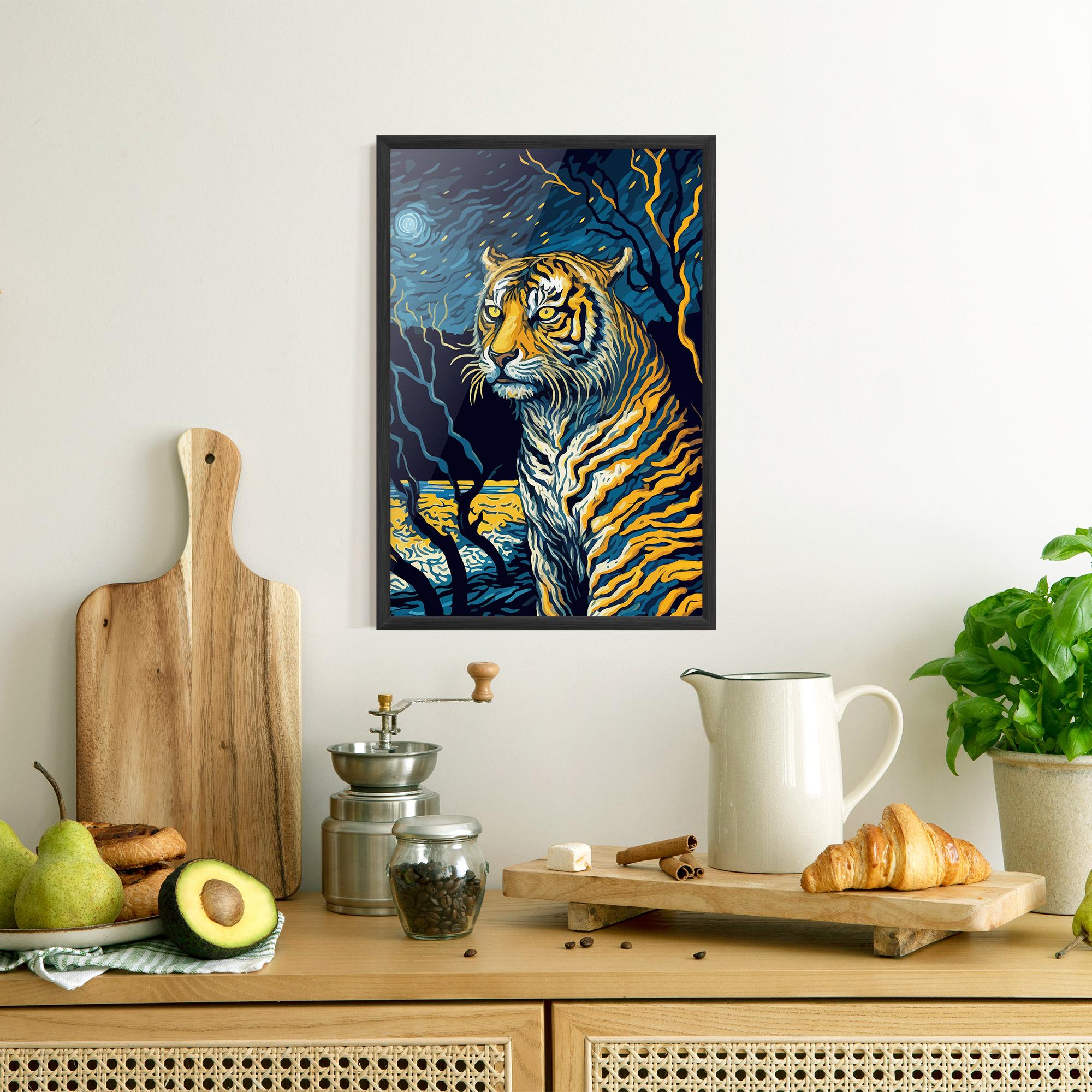Poster Înrămat Tiger Blue Painting mockup 8