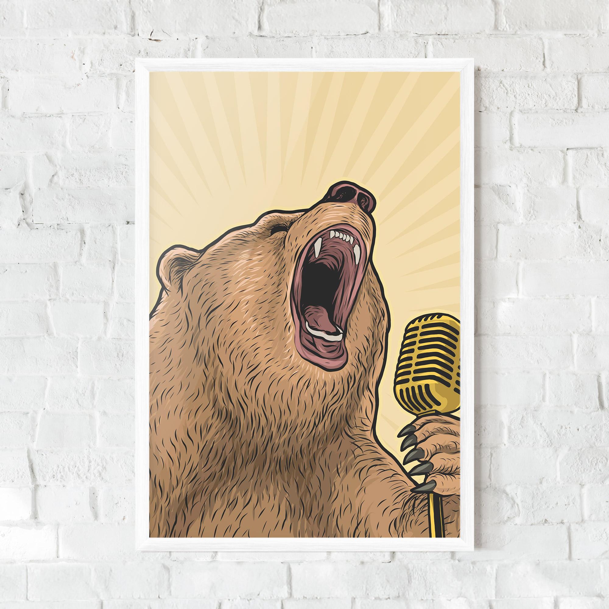 Poster Înrămat Bear Singing mockup 0