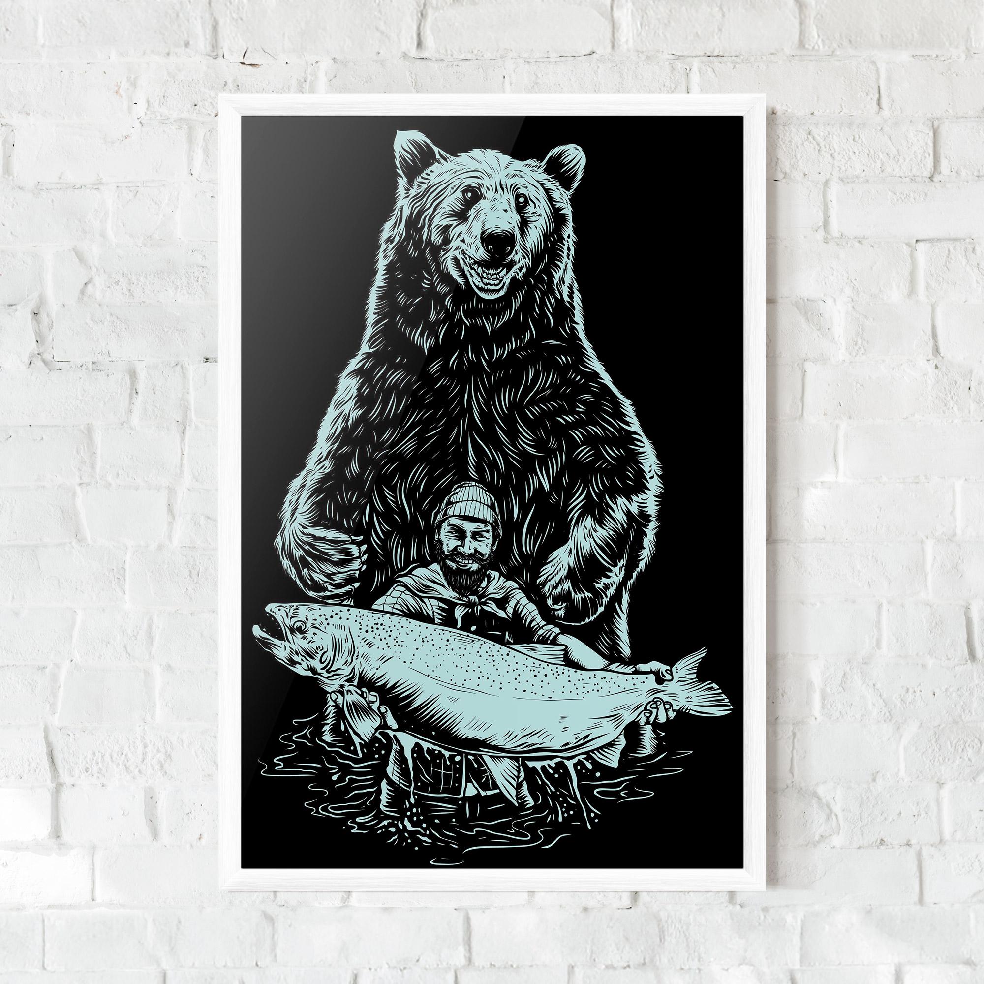 Poster Înrămat Fishing Bear mockup 0