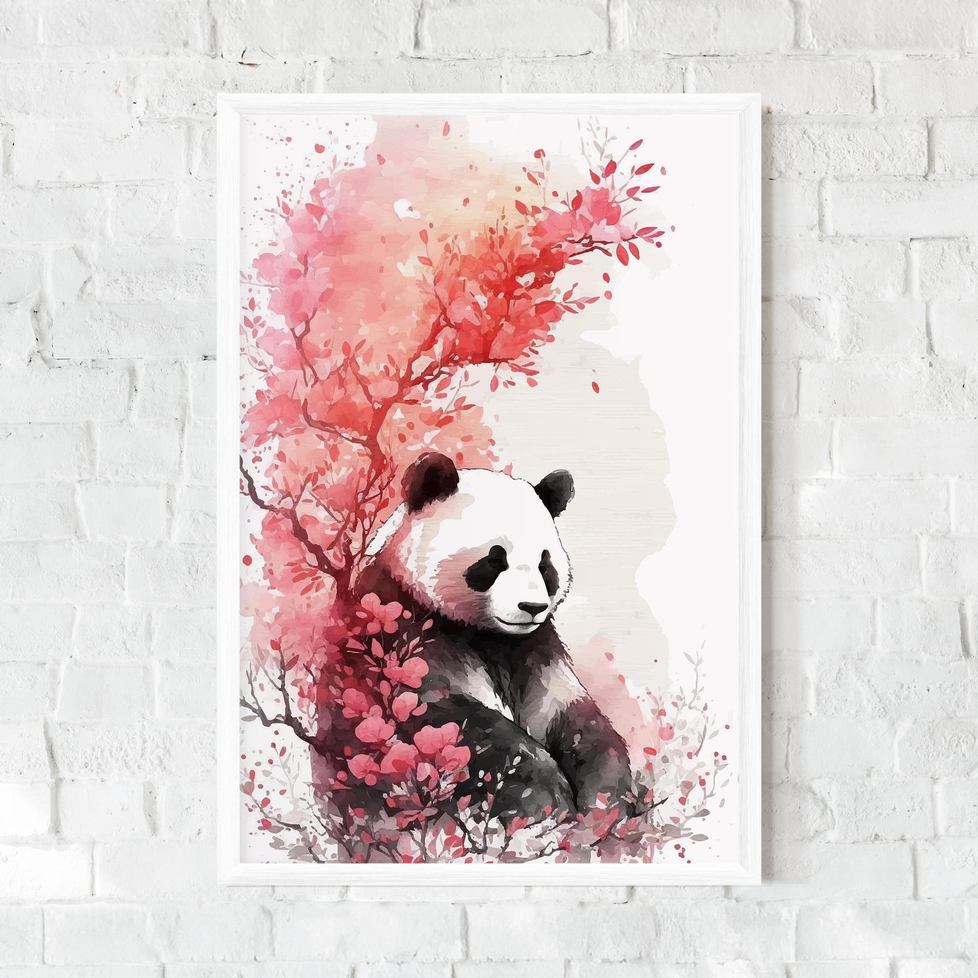 Poster Înrămat Pink Flower Panda mockup 0