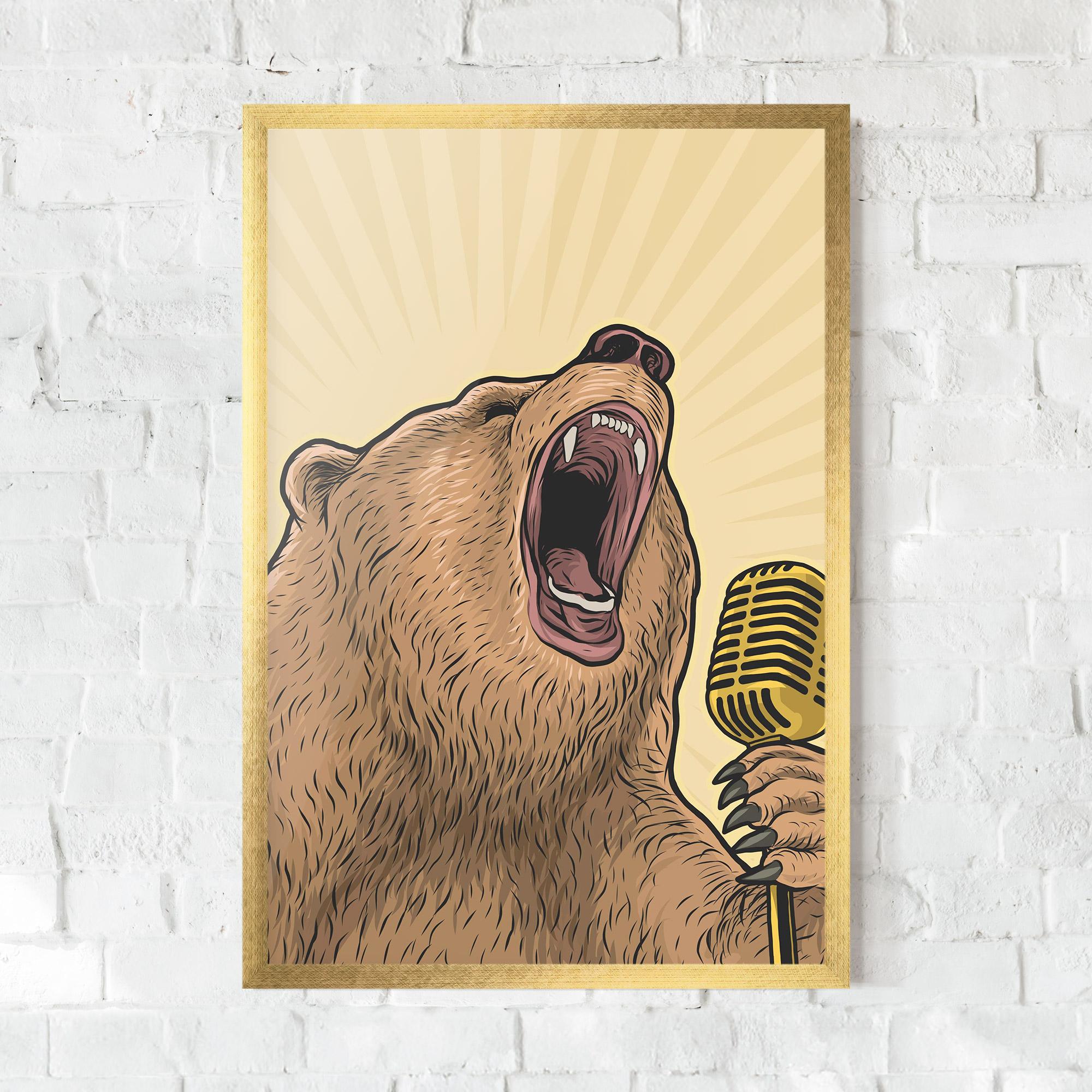 Poster Înrămat Bear Singing mockup 0