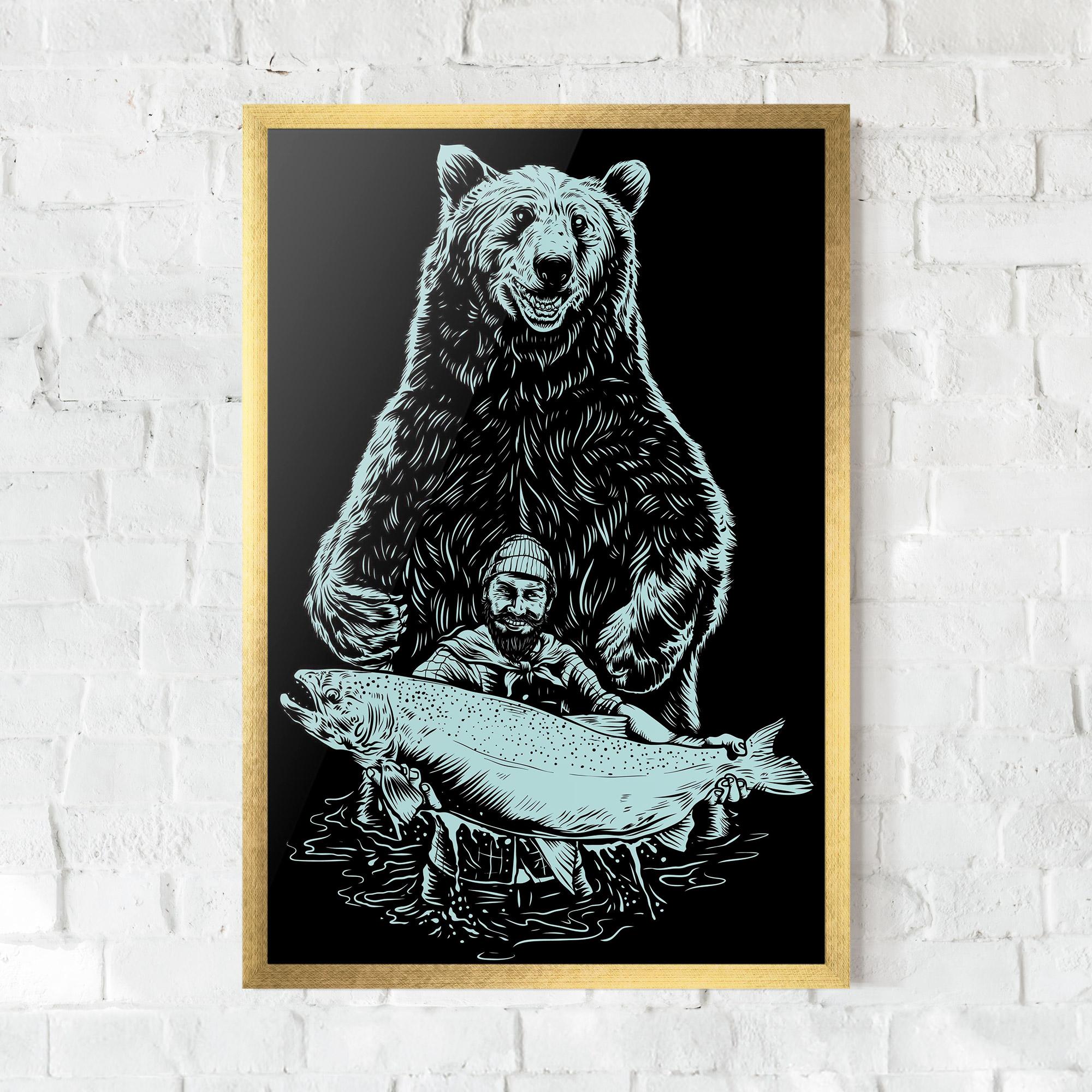 Poster Înrămat Fishing Bear mockup 0