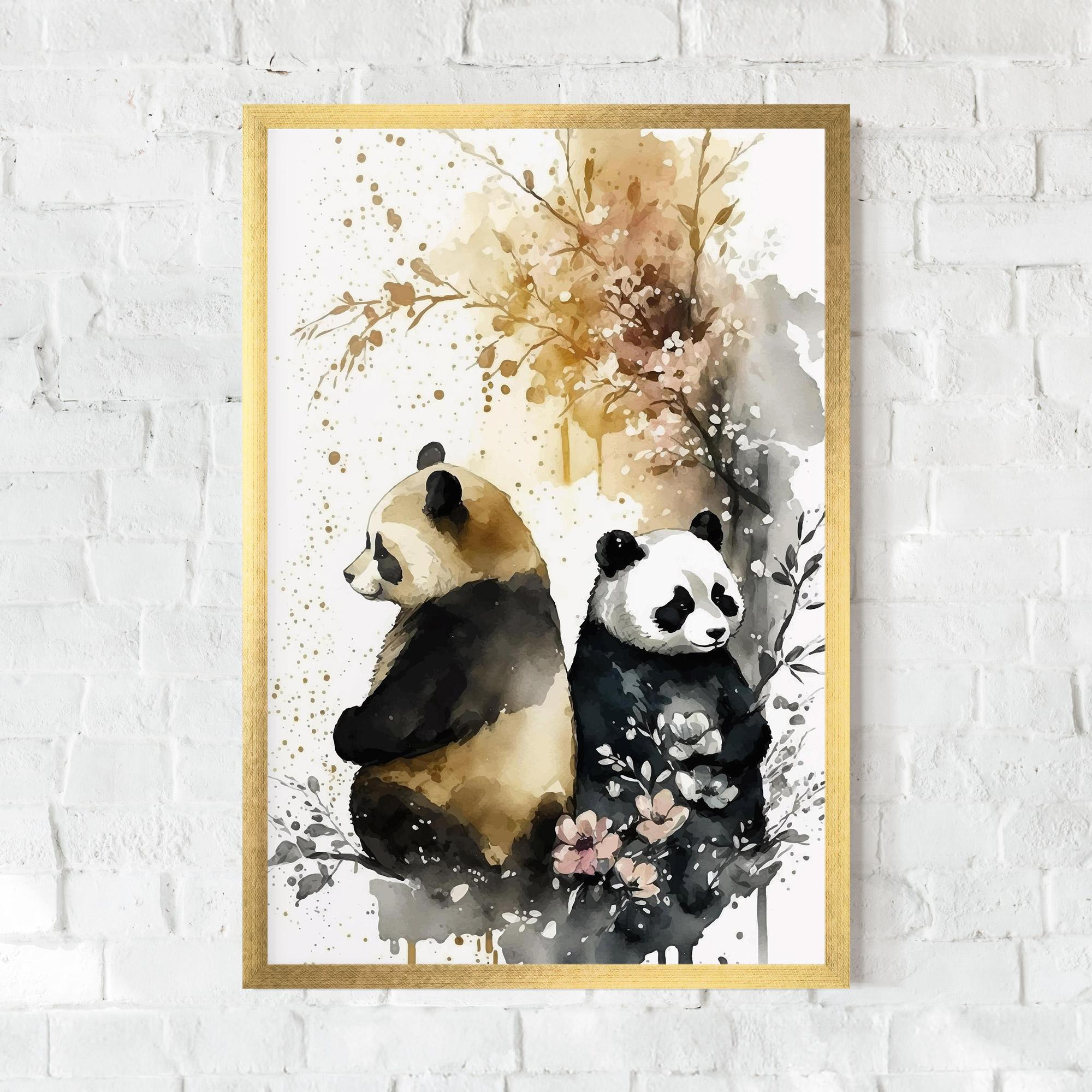 Poster Înrămat Gold Panda Art mockup 0