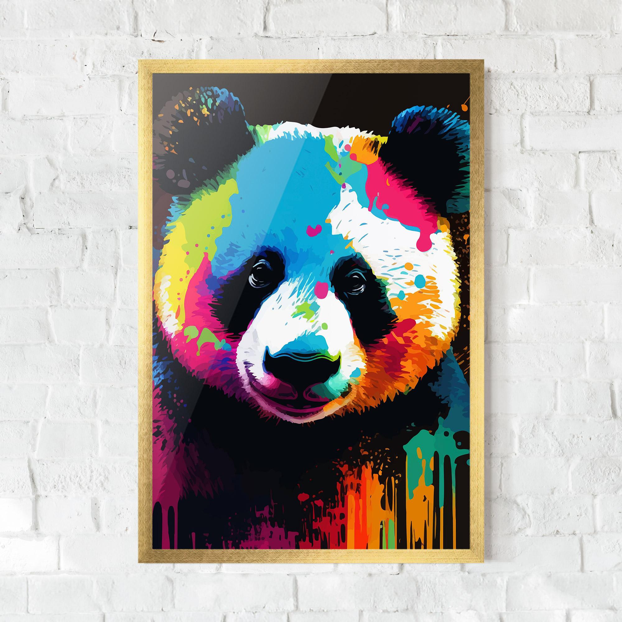 Poster Înrămat Panda Color Art mockup 0