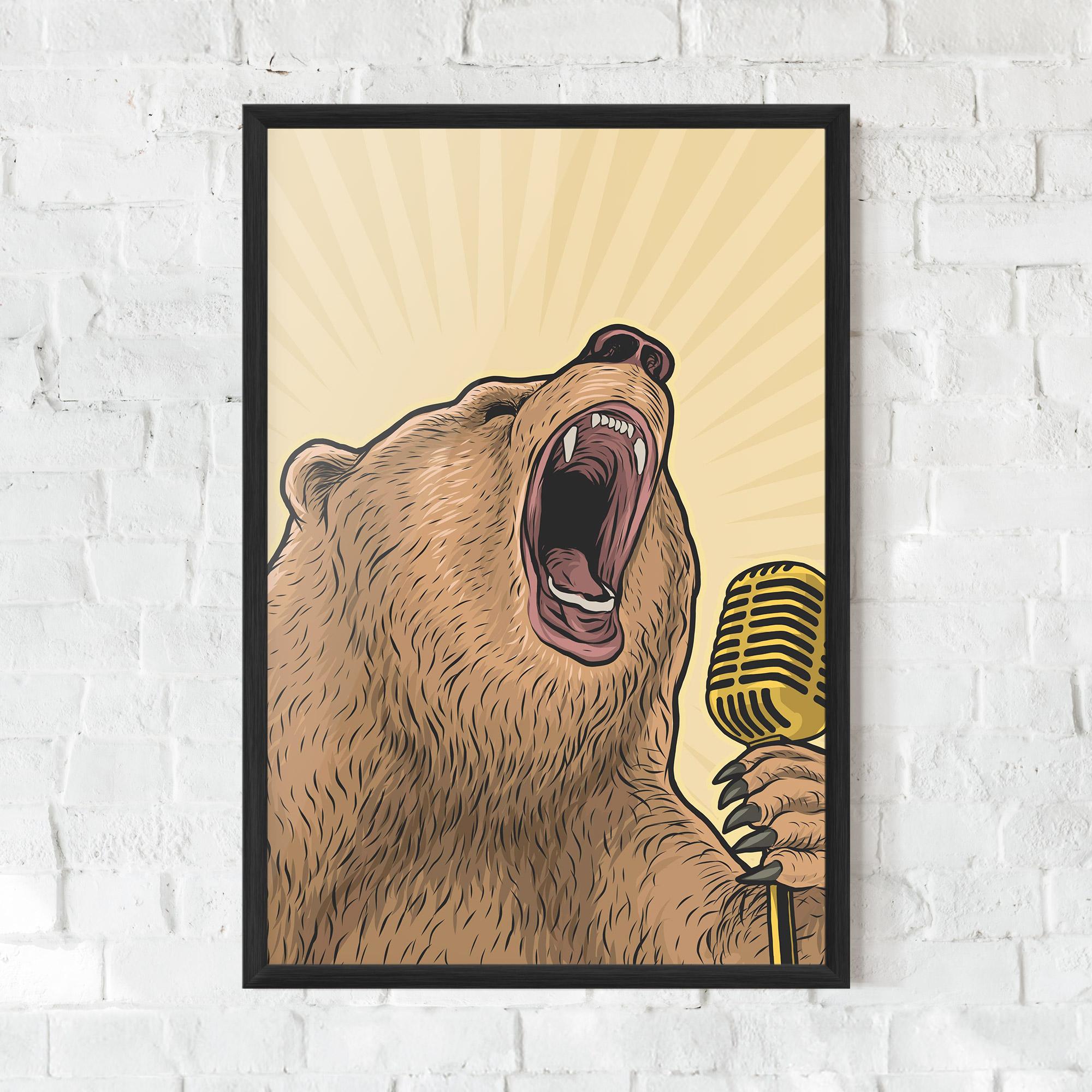 Poster Înrămat Bear Singing mockup 0