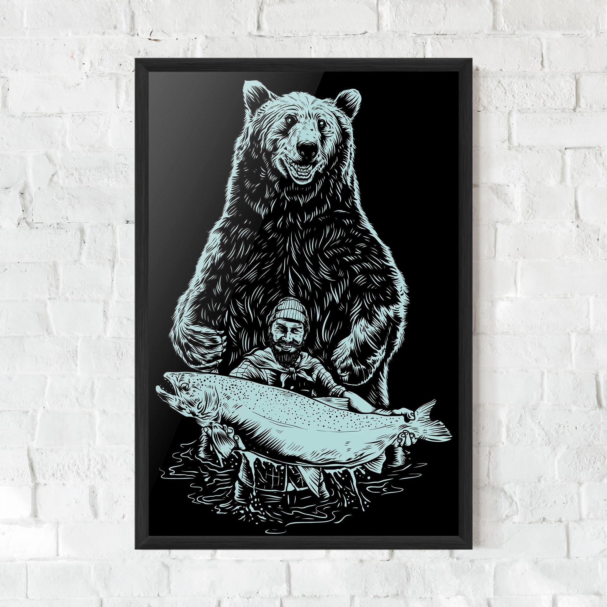 Poster Înrămat Fishing Bear mockup 0