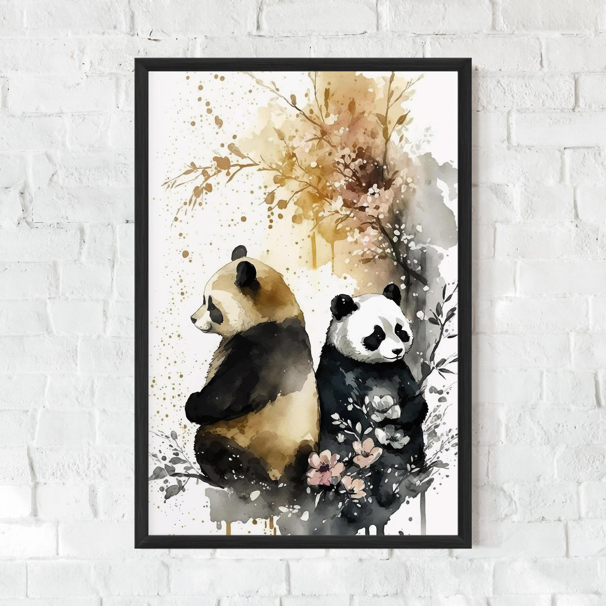 Poster Înrămat Gold Panda Art mockup 0