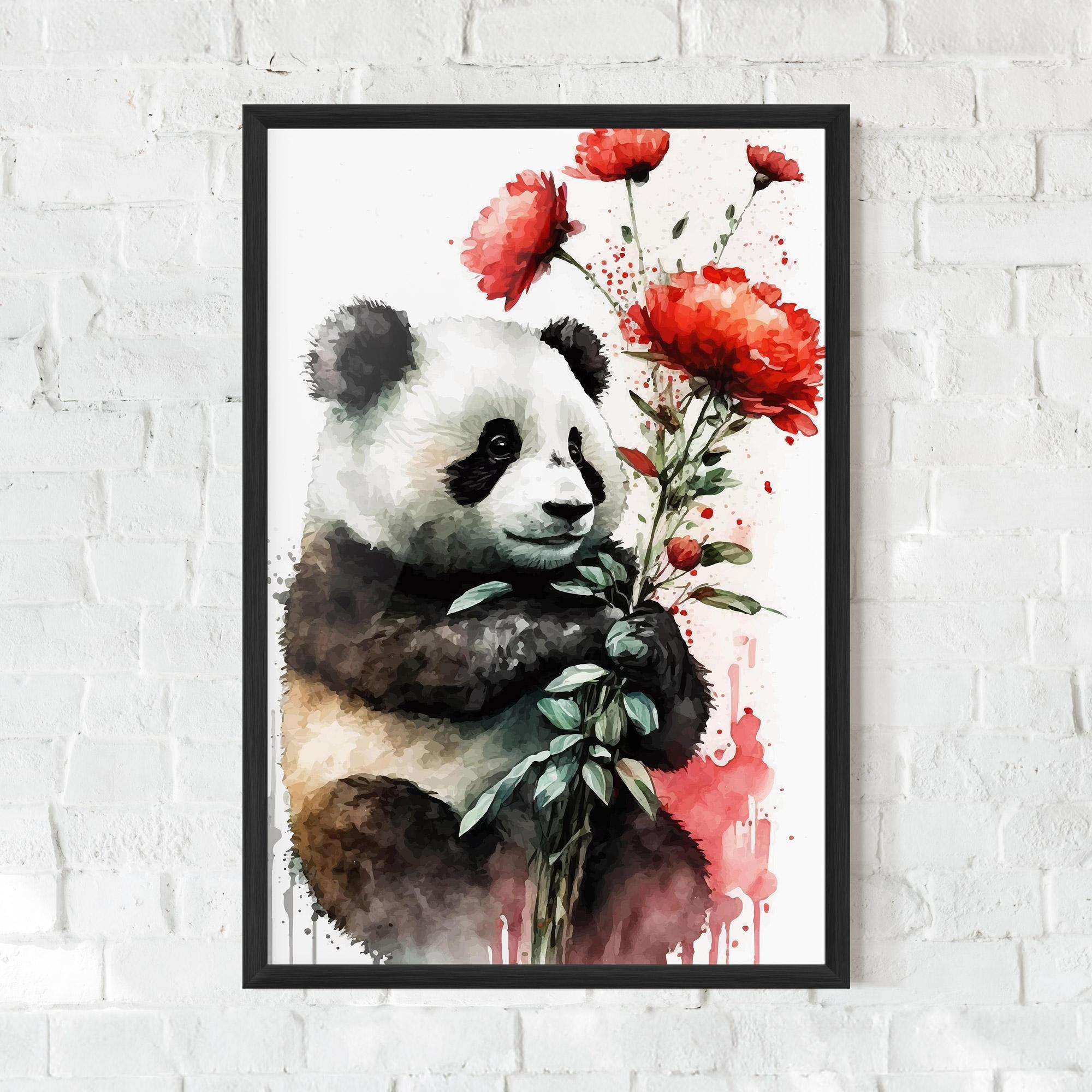 Poster Înrămat Red Flower Panda mockup 0