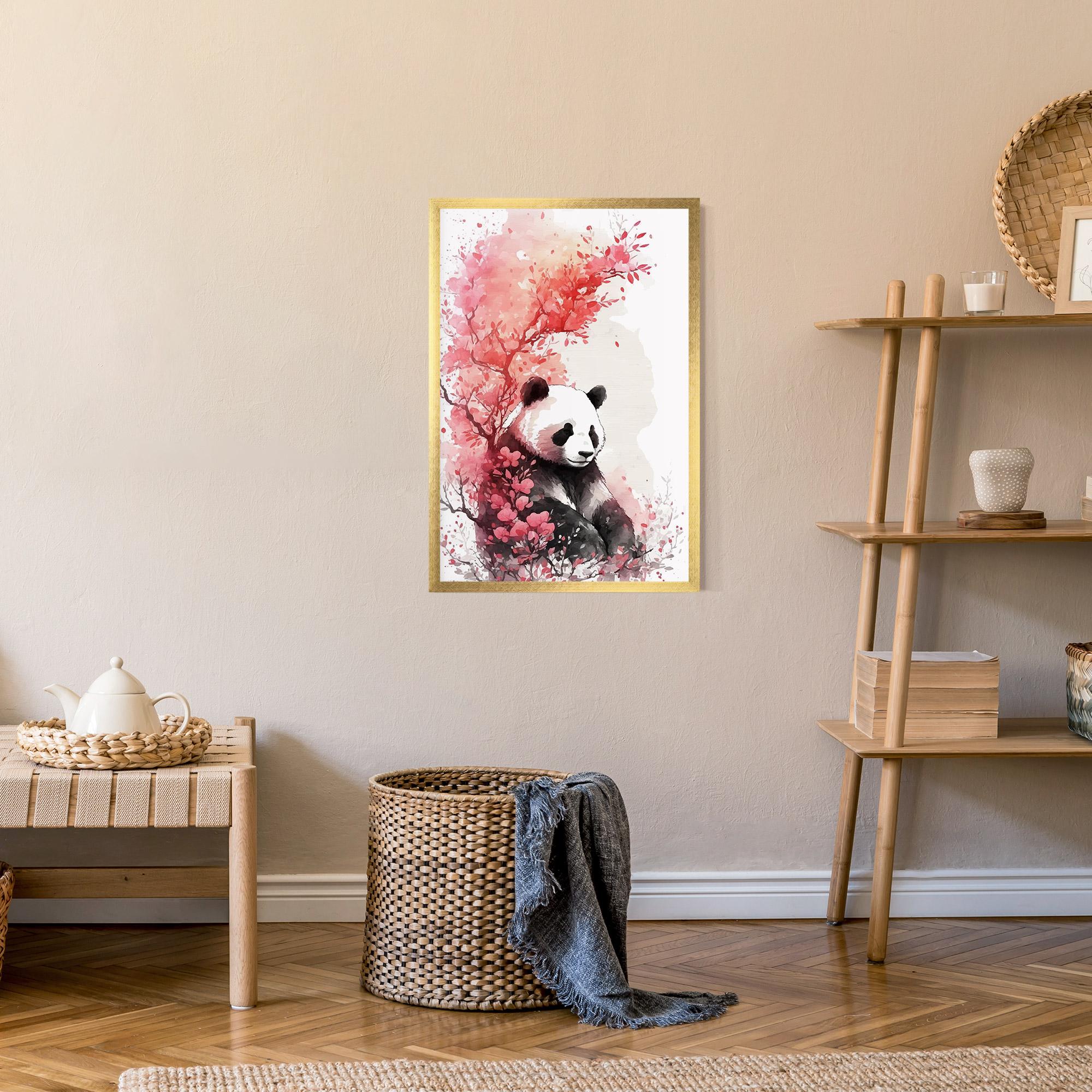 Poster Înrămat Pink Flower Panda mockup 9