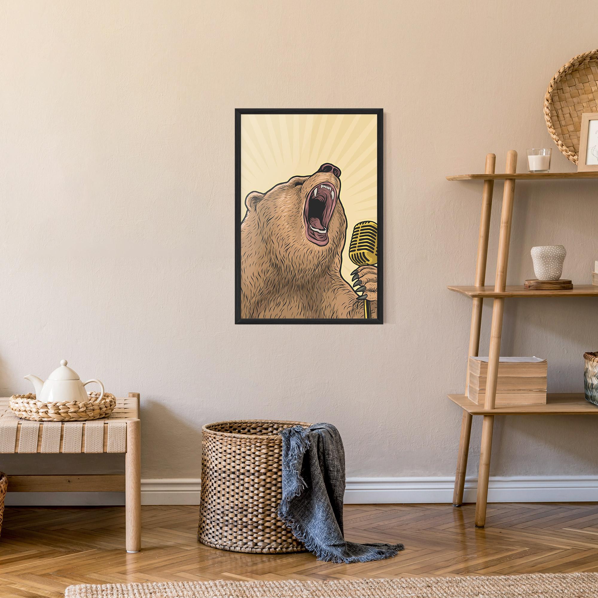 Poster Înrămat Bear Singing mockup 9