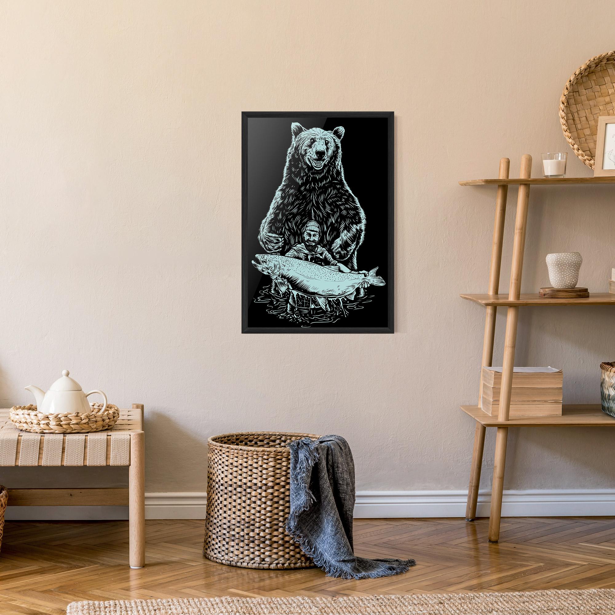 Poster Înrămat Fishing Bear mockup 9